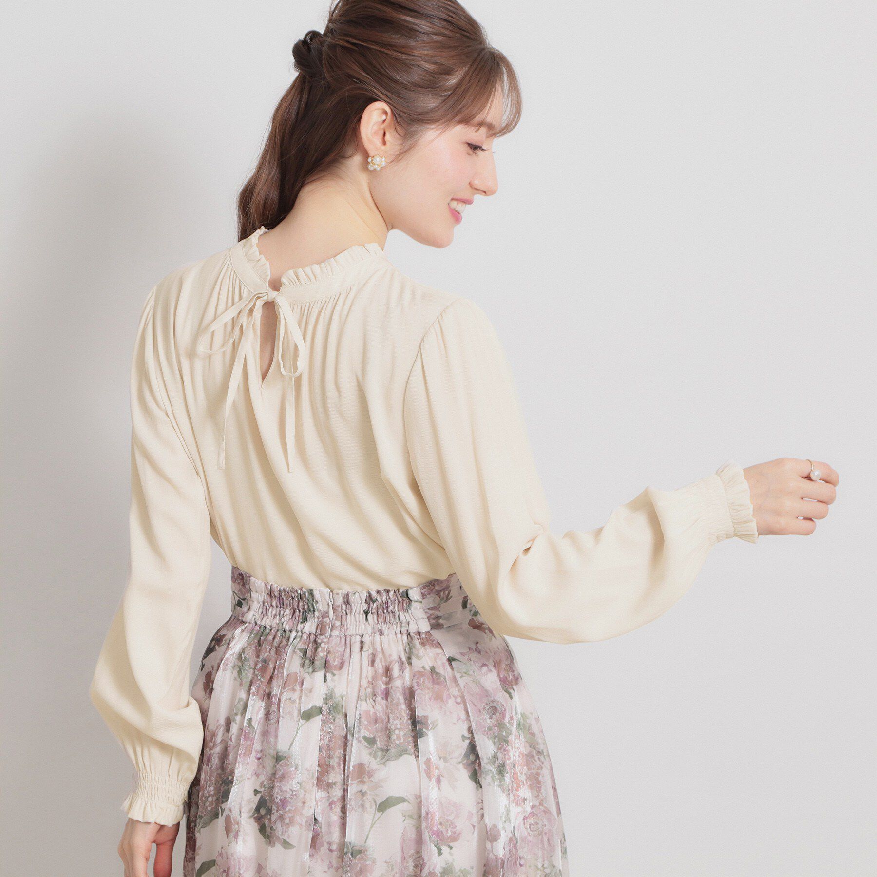 Couture broach「【前後2WAY・洗える】RTピケ リボン ブラウス」|シャツ・ブラウス|