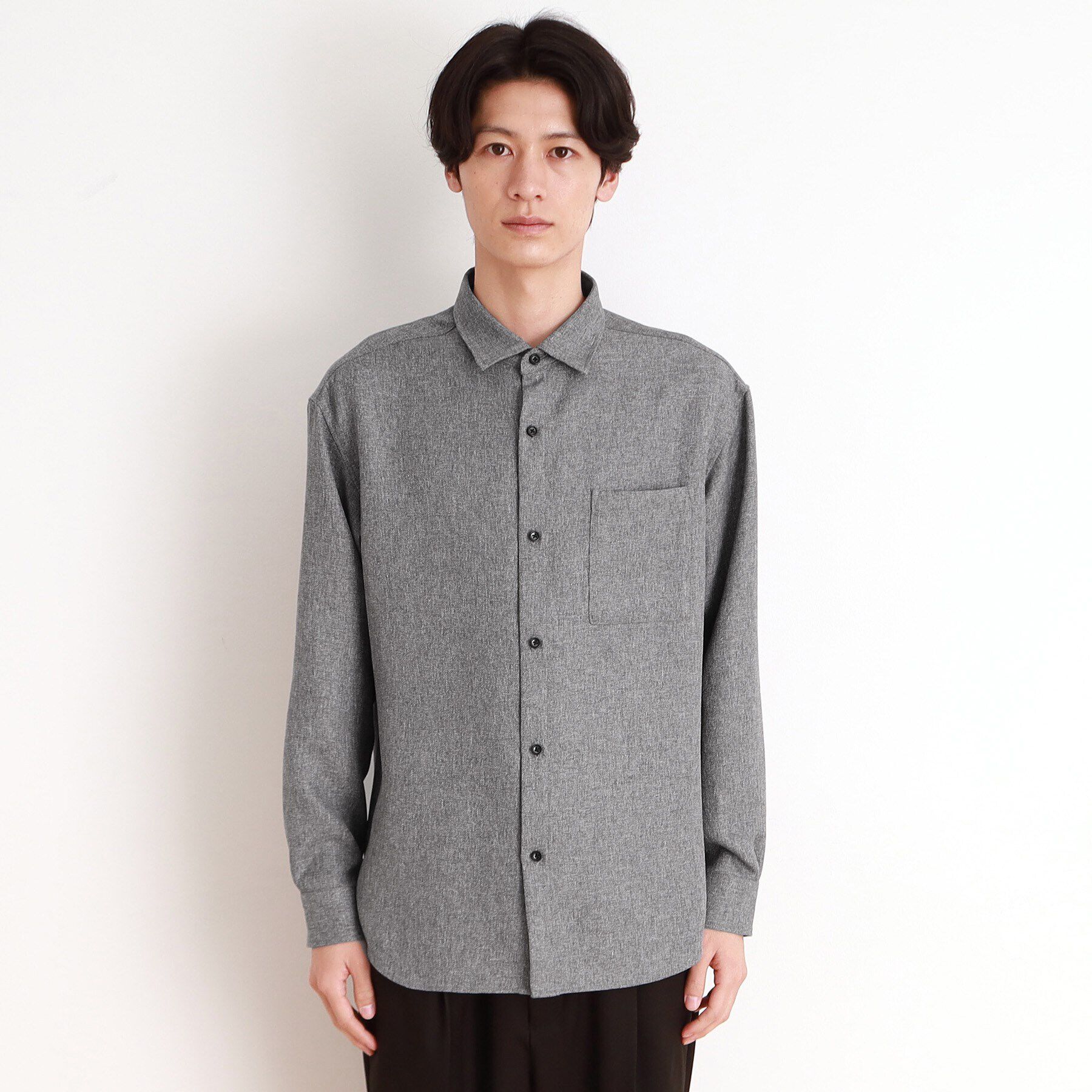 THE SHOP TK「ウールライクへリンボンシャツ リラックスシルエット」|シャツ・ブラウス|