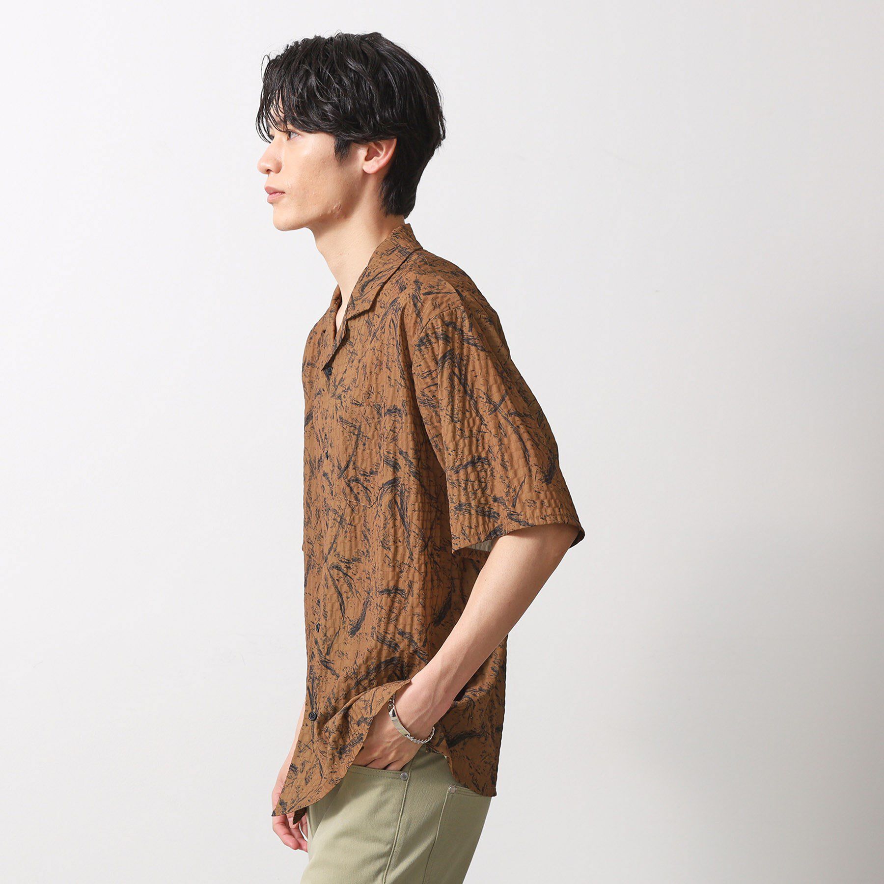 THE SHOP TK「総柄サッカー半袖シャツ マシンウォッシャブル」|シャツ・ブラウス|