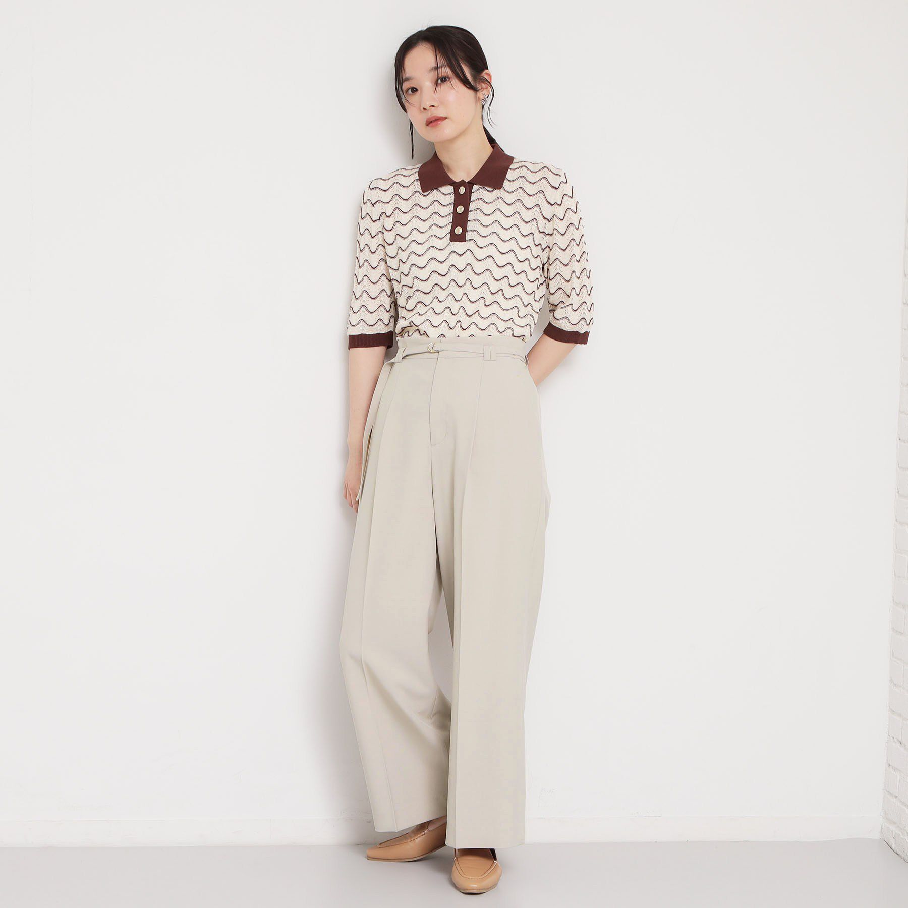 THE SHOP TK「【さらさらタッチ】ジャカードポロニット」|ニット・セーター|