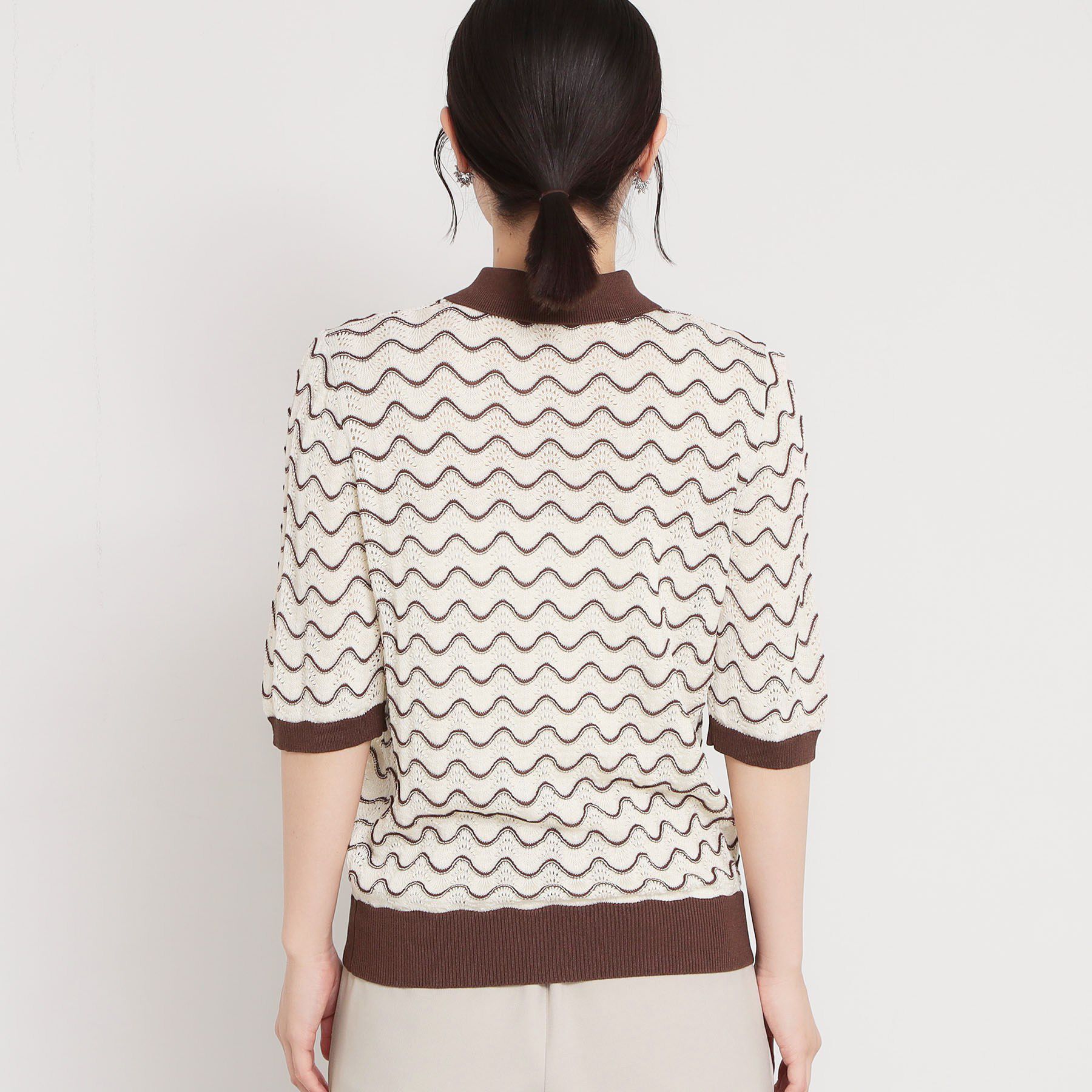 THE SHOP TK「【さらさらタッチ】ジャカードポロニット」|ニット・セーター|