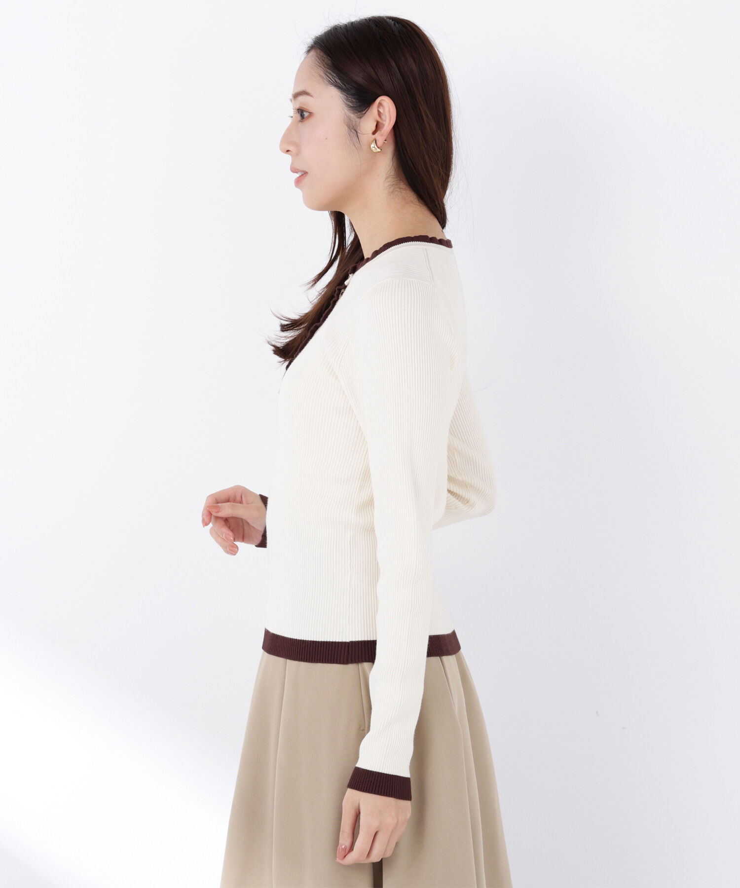  「バイカラーフリルトリムニット」|ニット・セーター|
