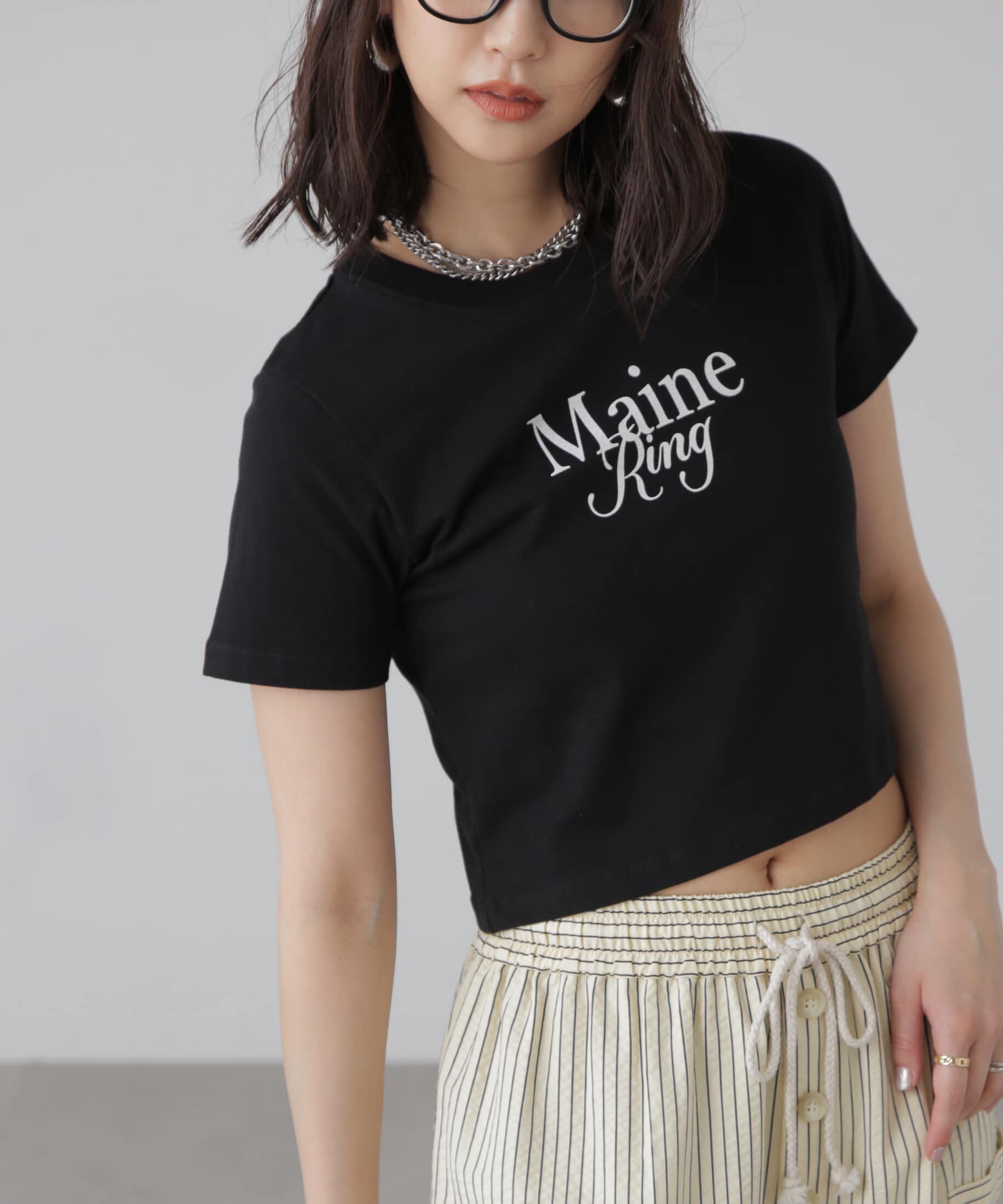  「ショート丈ロゴTシャツ」|Tシャツ・カットソー|ブラック