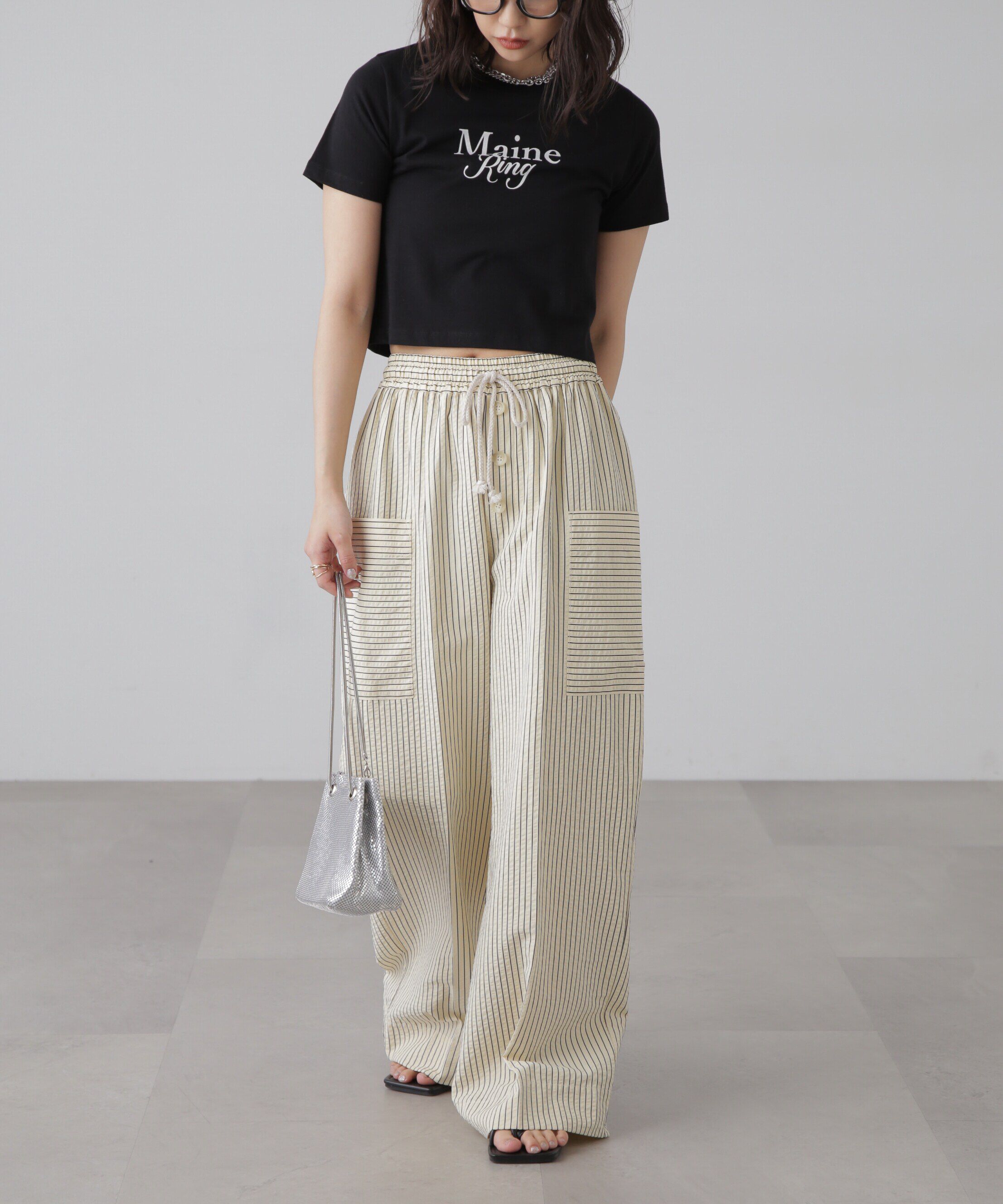  「ショート丈ロゴTシャツ」|Tシャツ・カットソー|