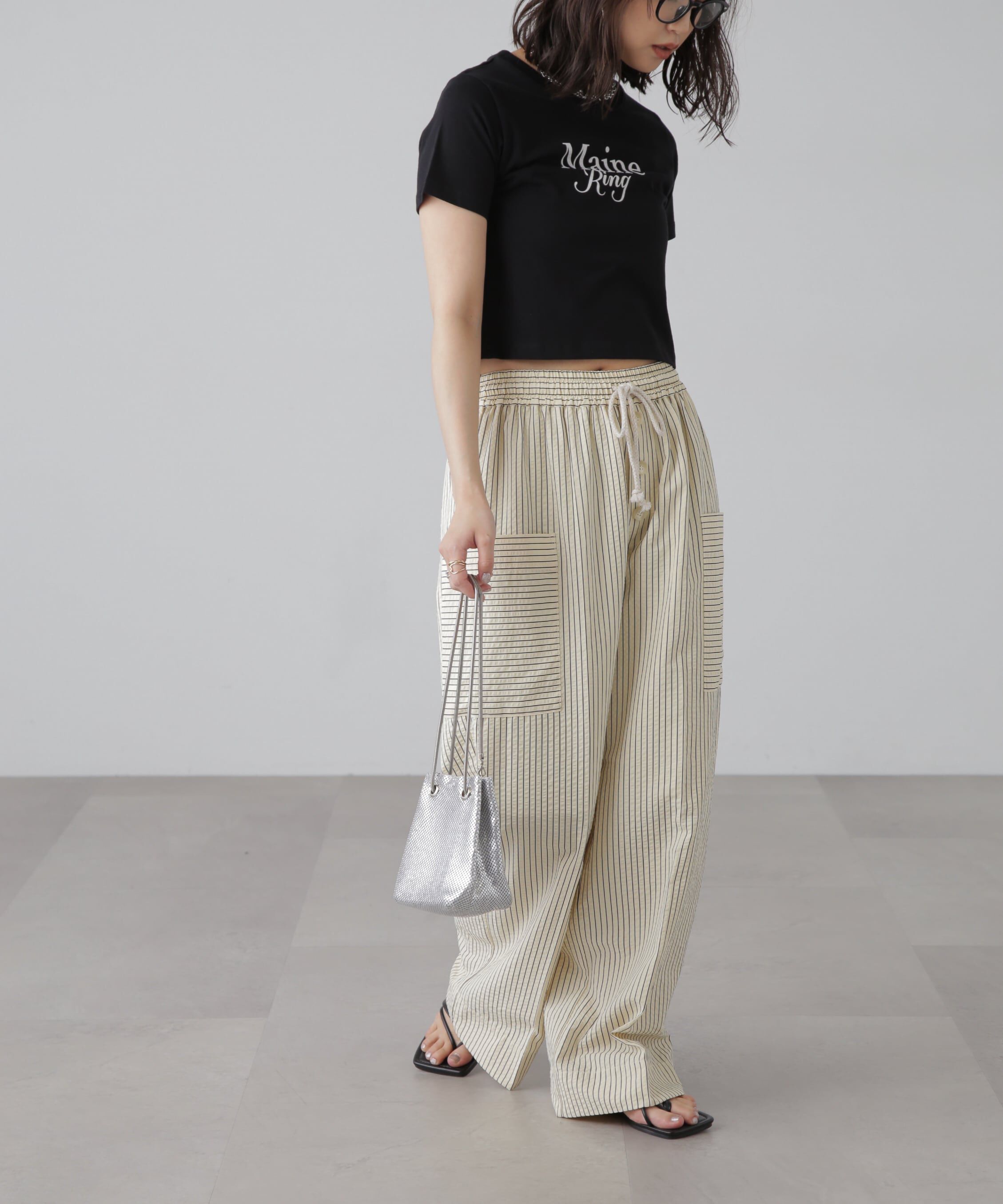  「ショート丈ロゴTシャツ」|Tシャツ・カットソー|