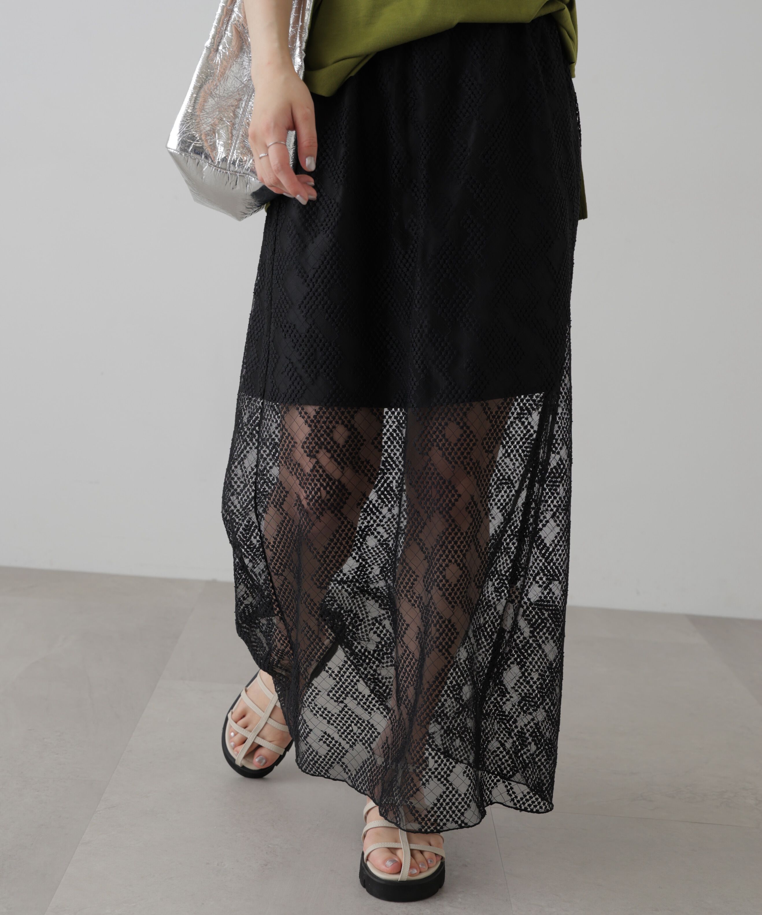  「チュールジャガードレイヤードスカート」|スカート|