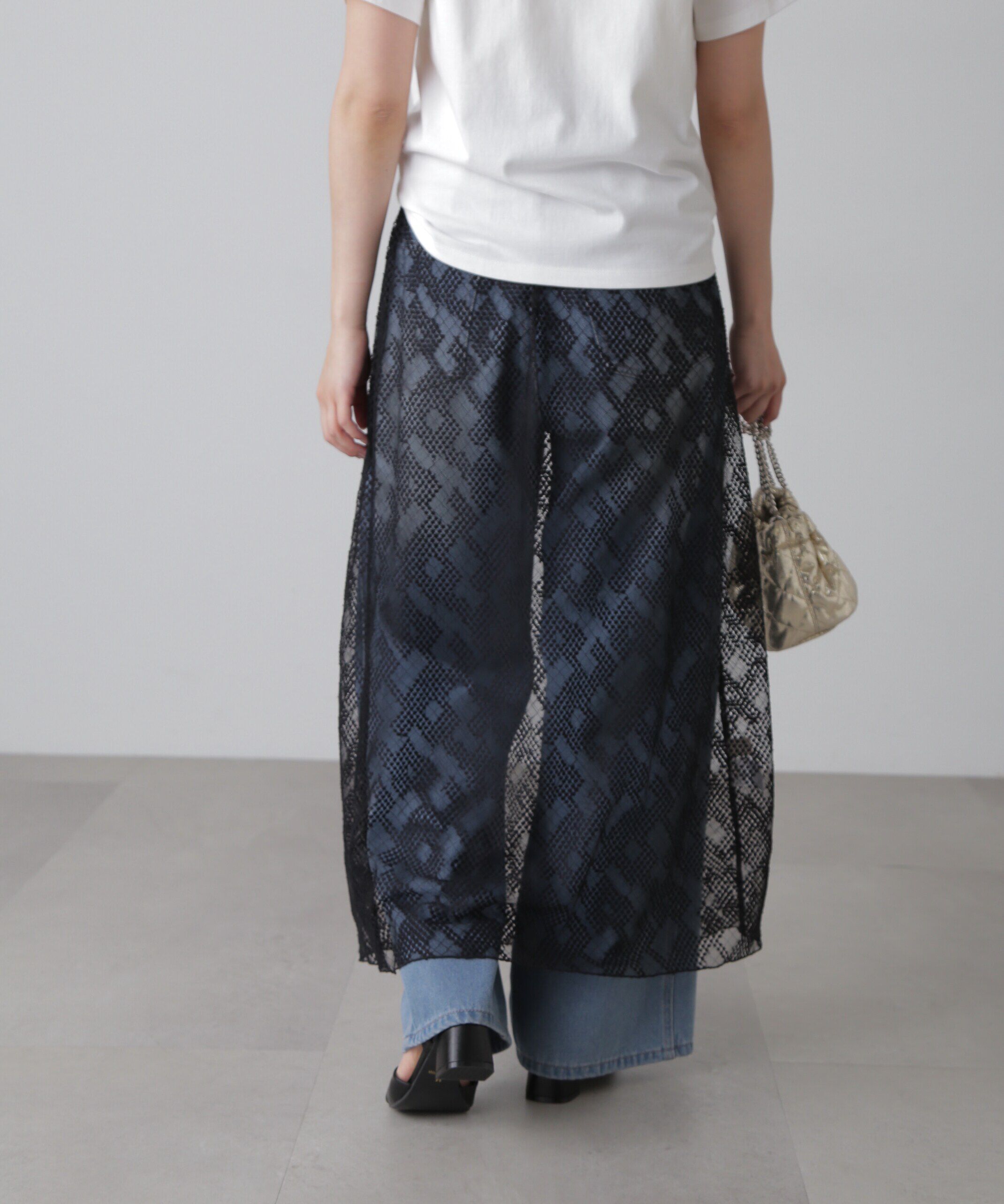  「チュールジャガードレイヤードスカート」|スカート|