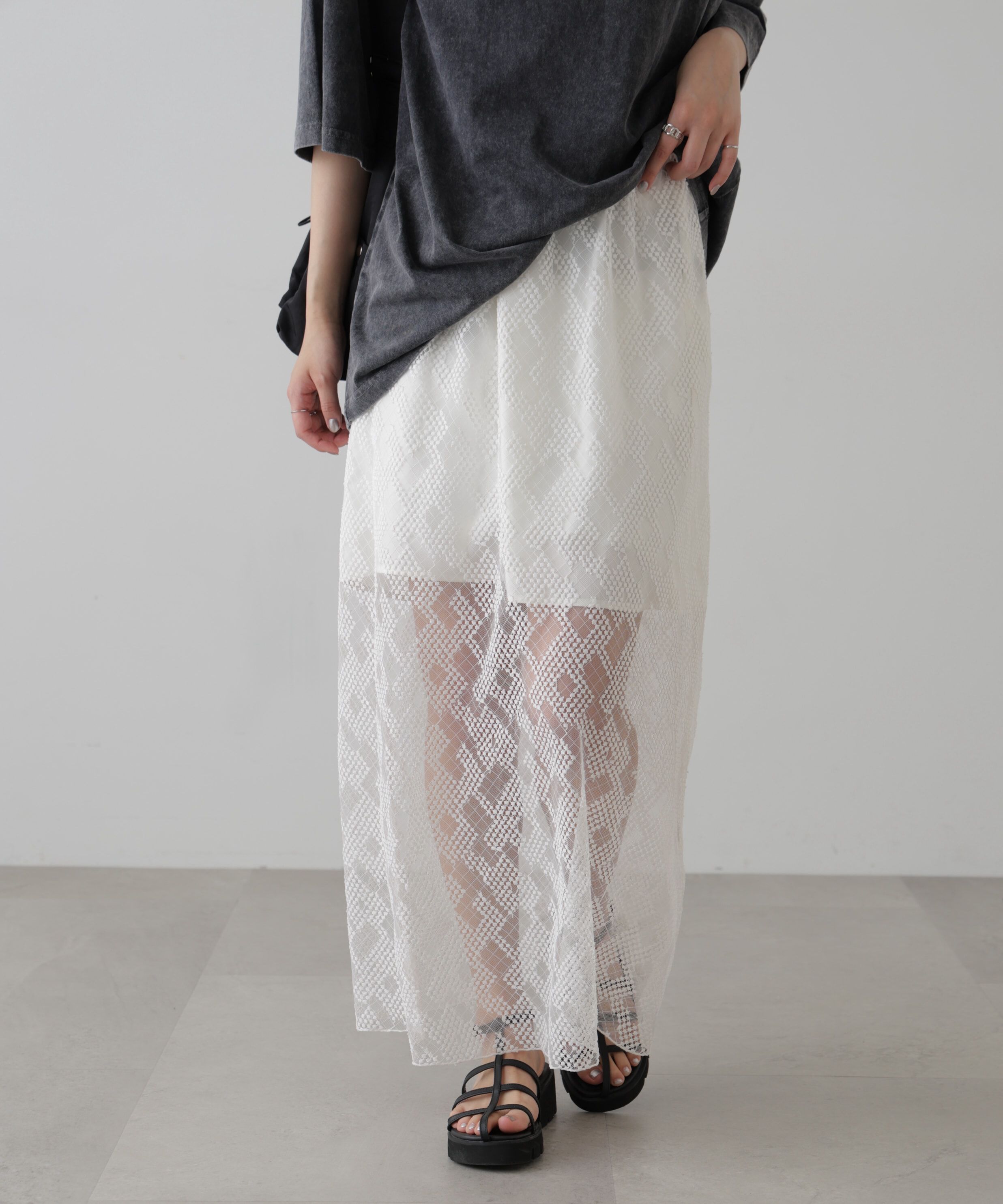  「チュールジャガードレイヤードスカート」|スカート|