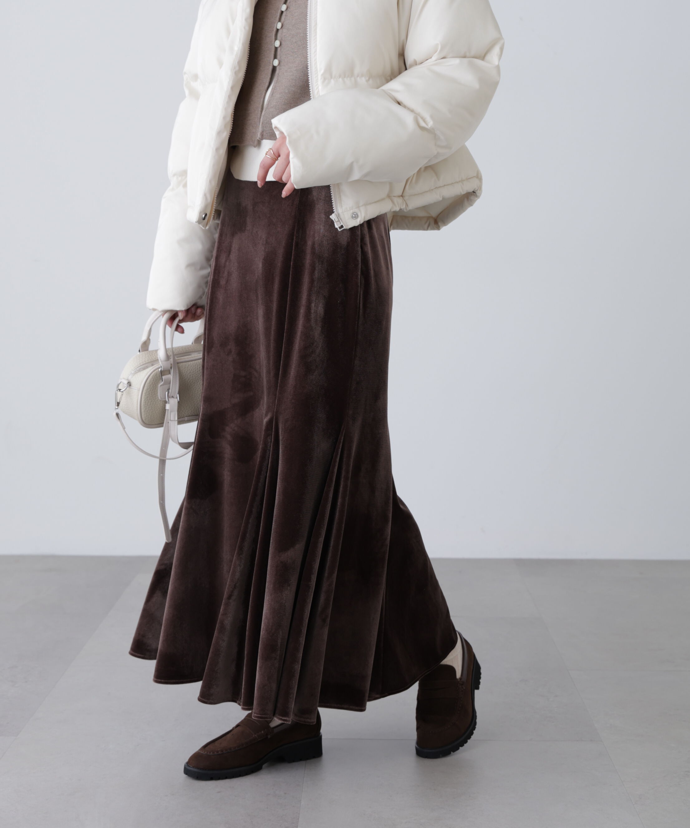  「ベロアマーメイドスカート」|スカート|ブラウン