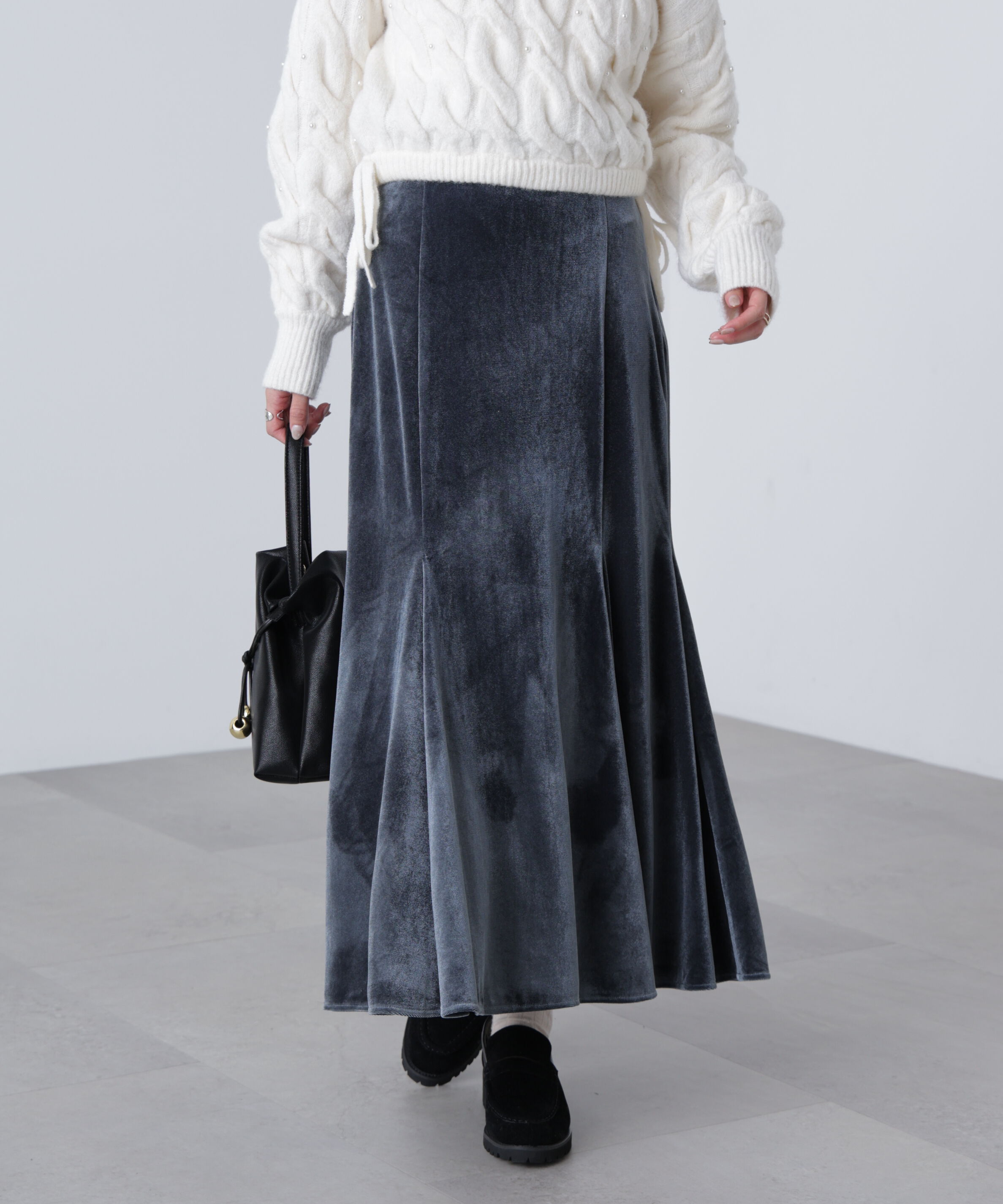  「ベロアマーメイドスカート」|スカート|ブルー