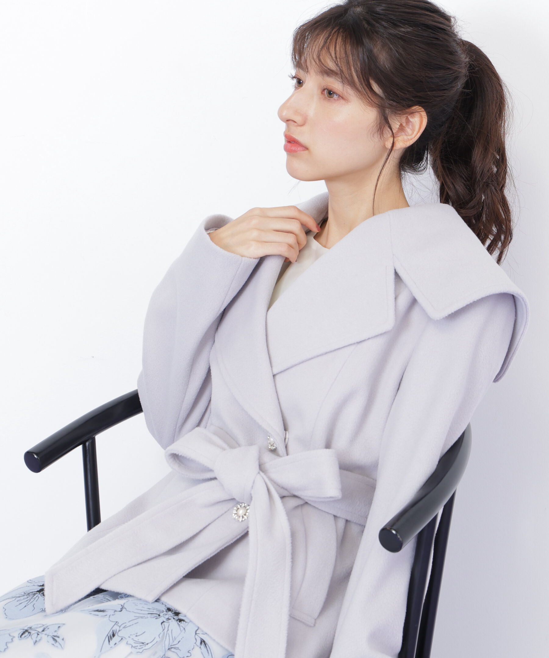  「ビジュー釦ビッグカラーショートコート」|その他|