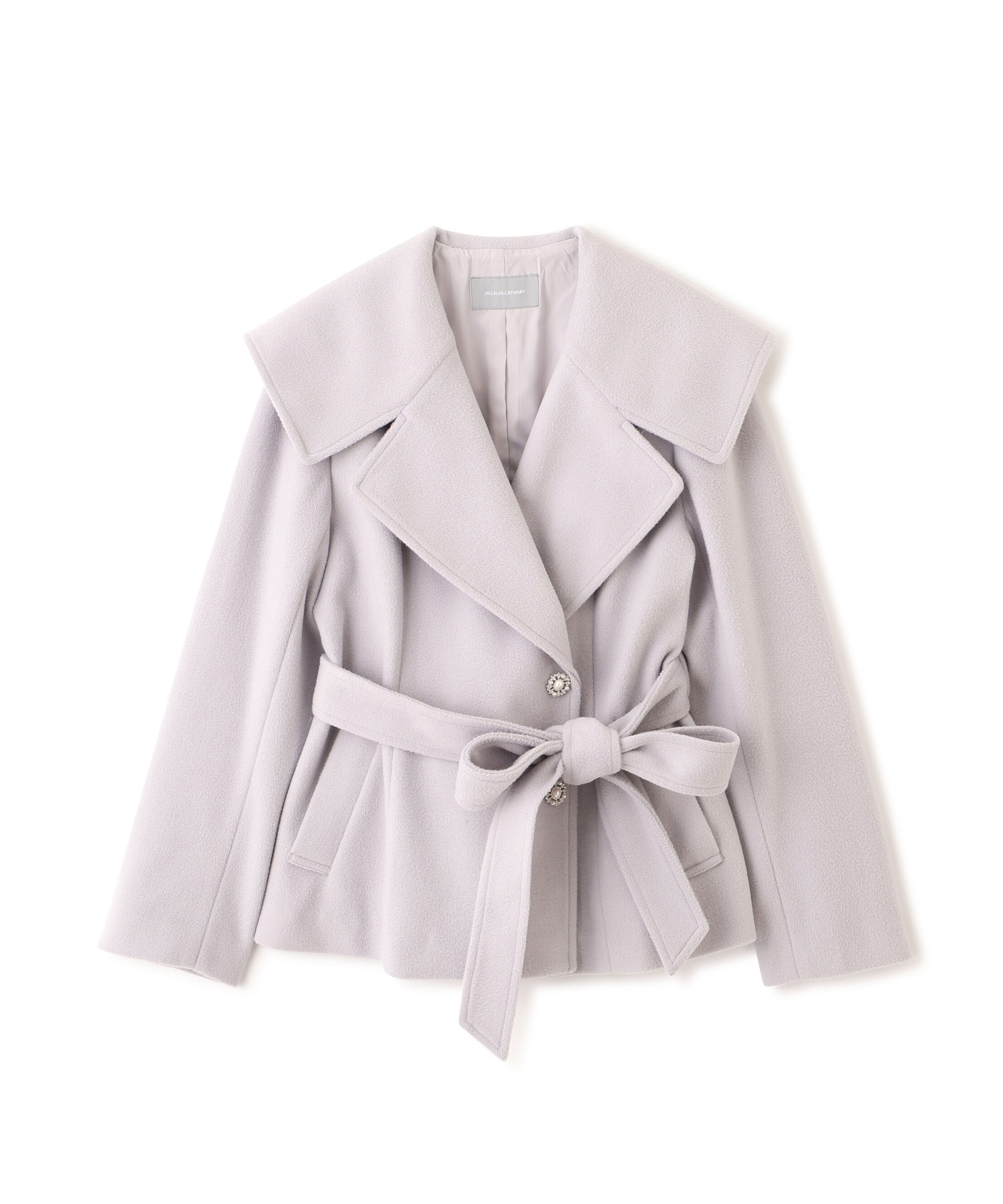  「ビジュー釦ビッグカラーショートコート」|その他|