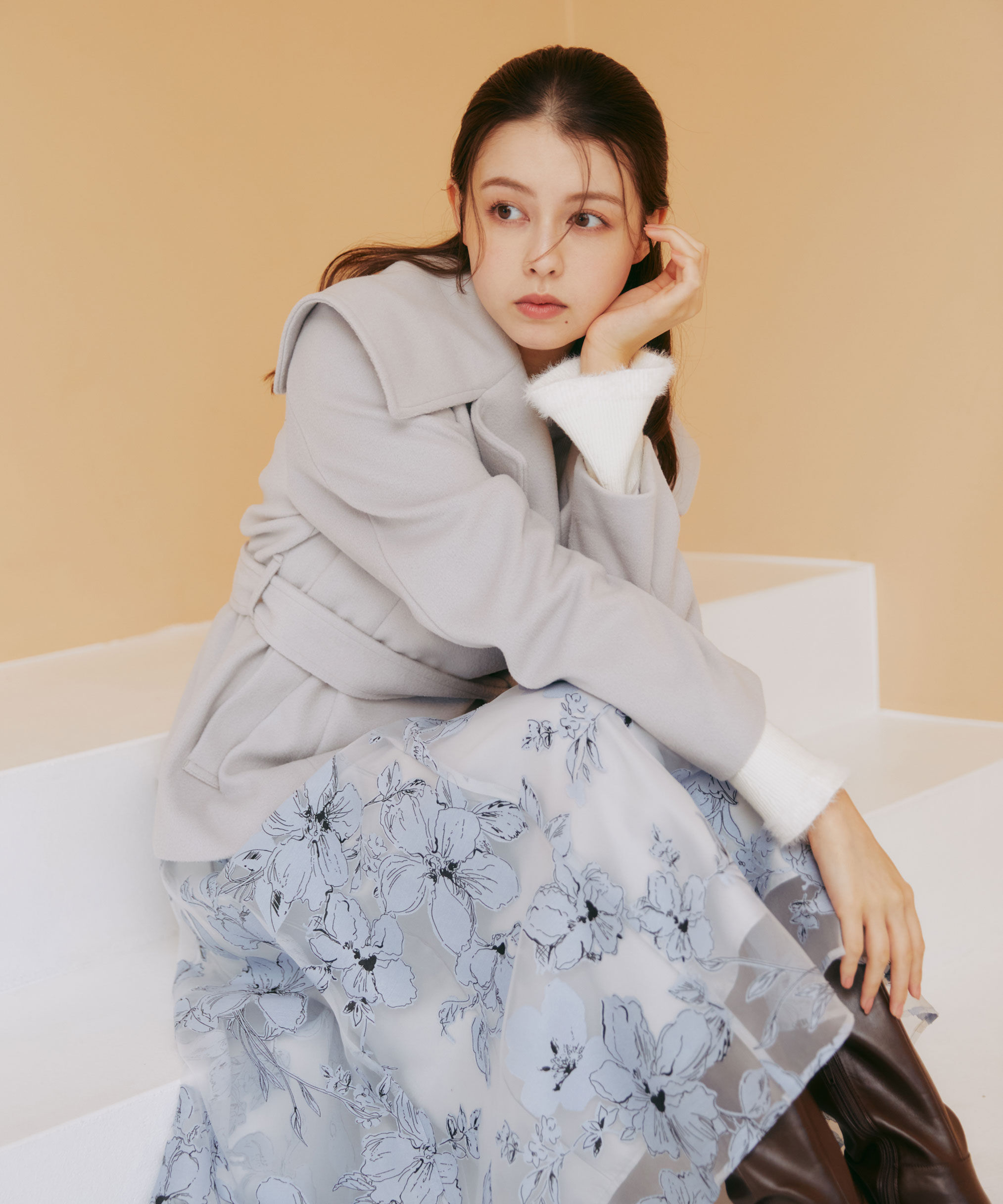  「ビジュー釦ビッグカラーショートコート」|その他|