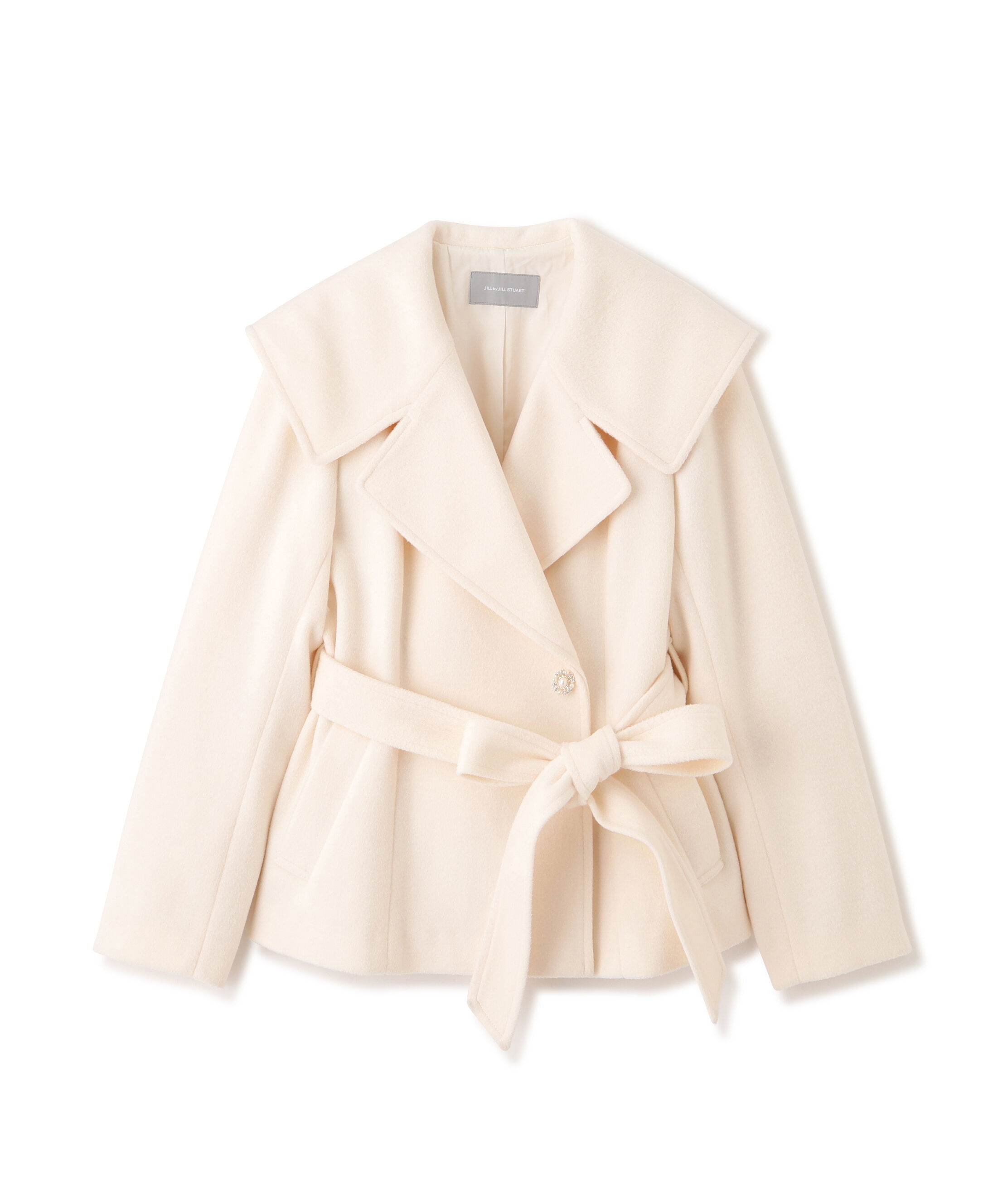  「ビジュー釦ビッグカラーショートコート」|その他|