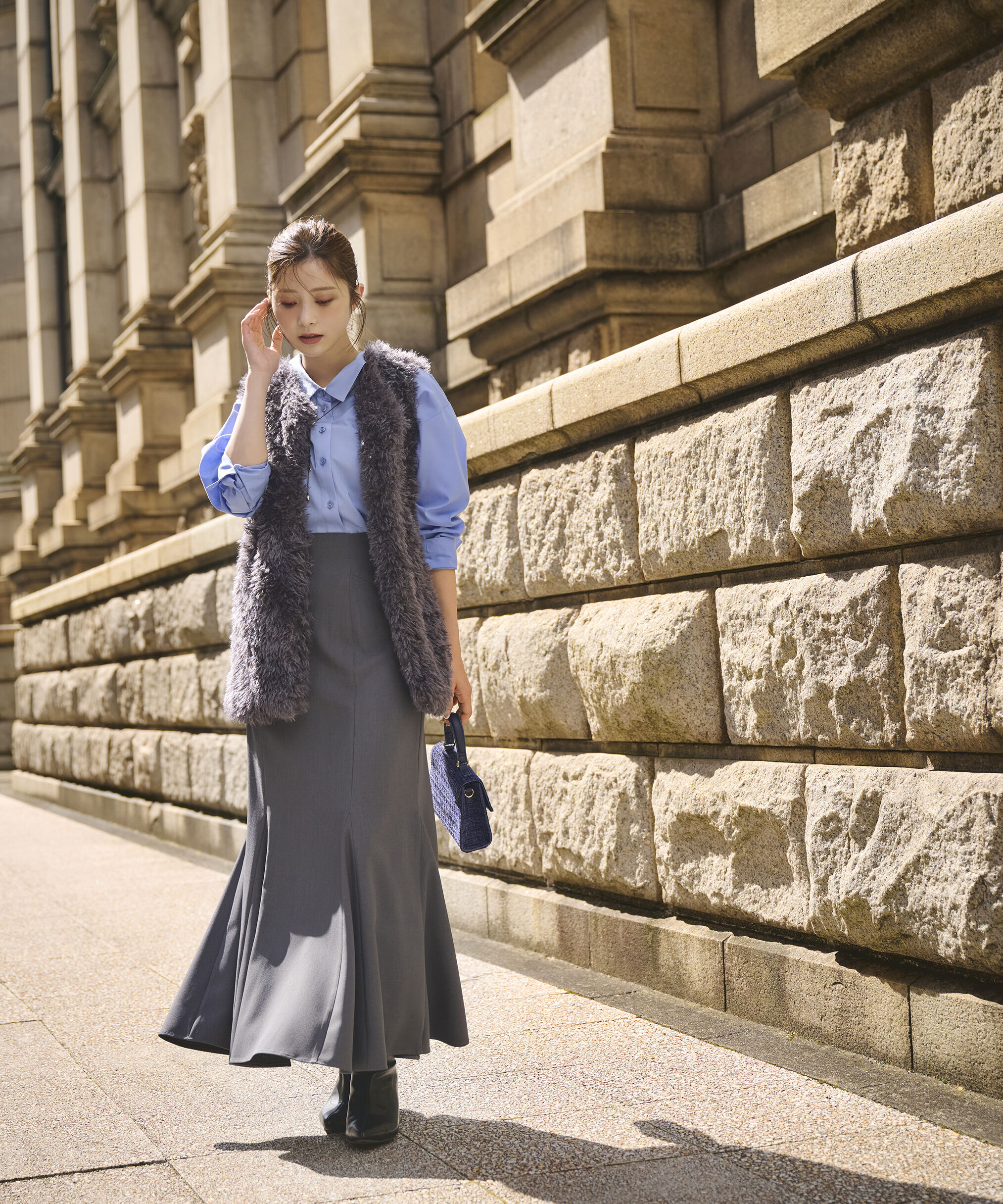 PROPORTION BODY DRESSING「バックレースアップマーメイドスカート 25AW」|スカート|チャコール2