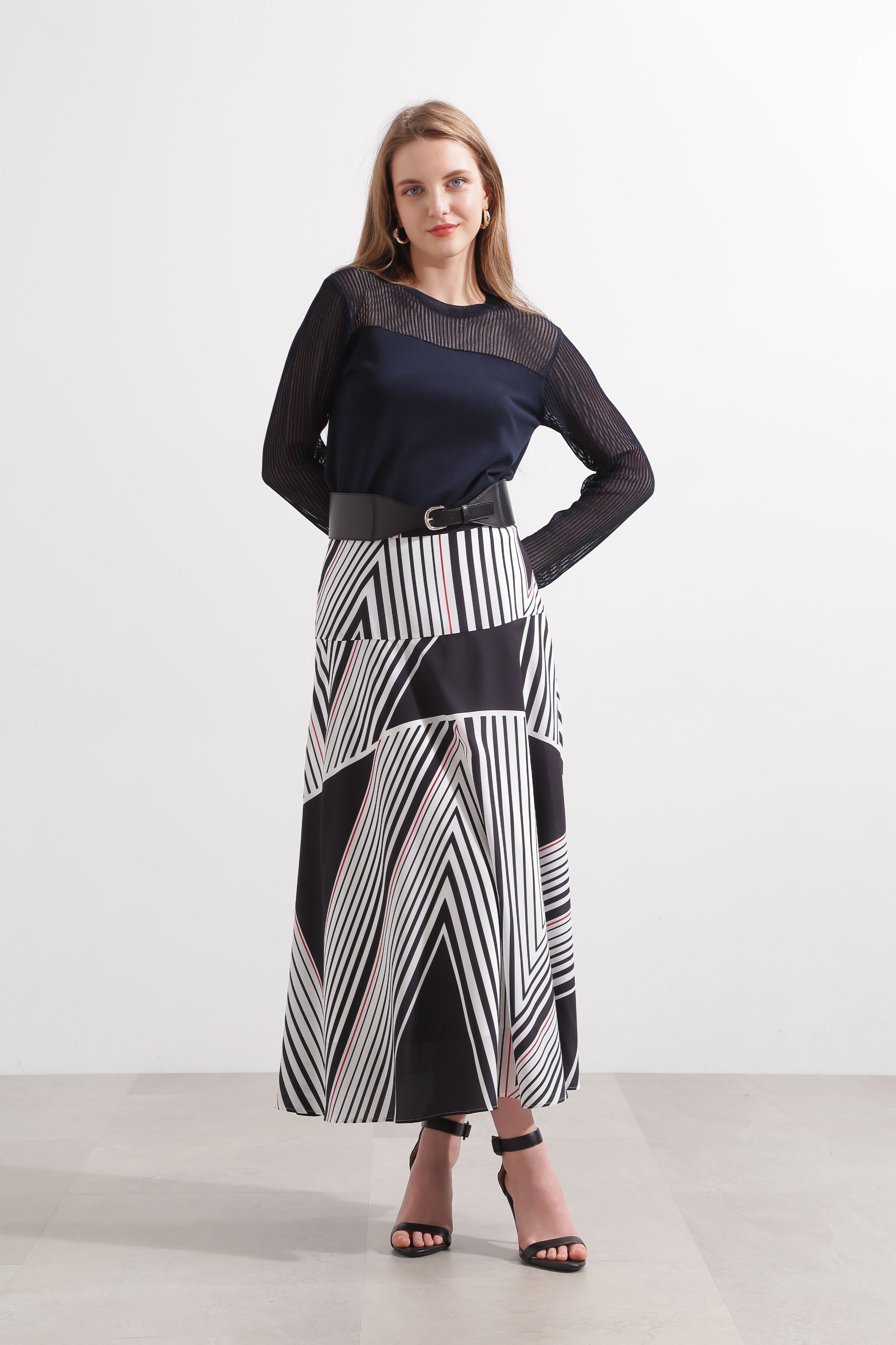  「◆トライアングルボーダープリントスカート」|スカート|