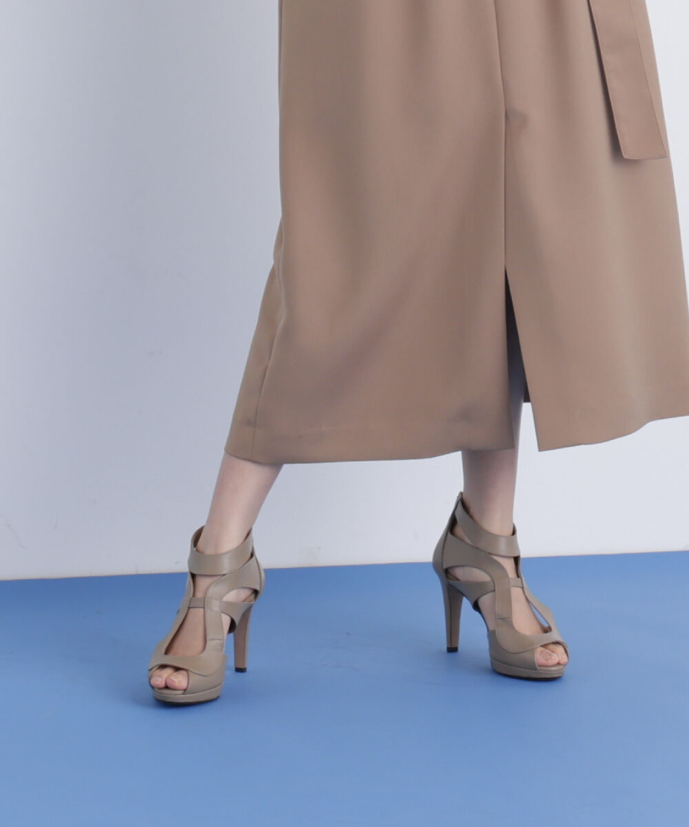  「スムースレザーカッティングサンダル」|その他|ベージュ