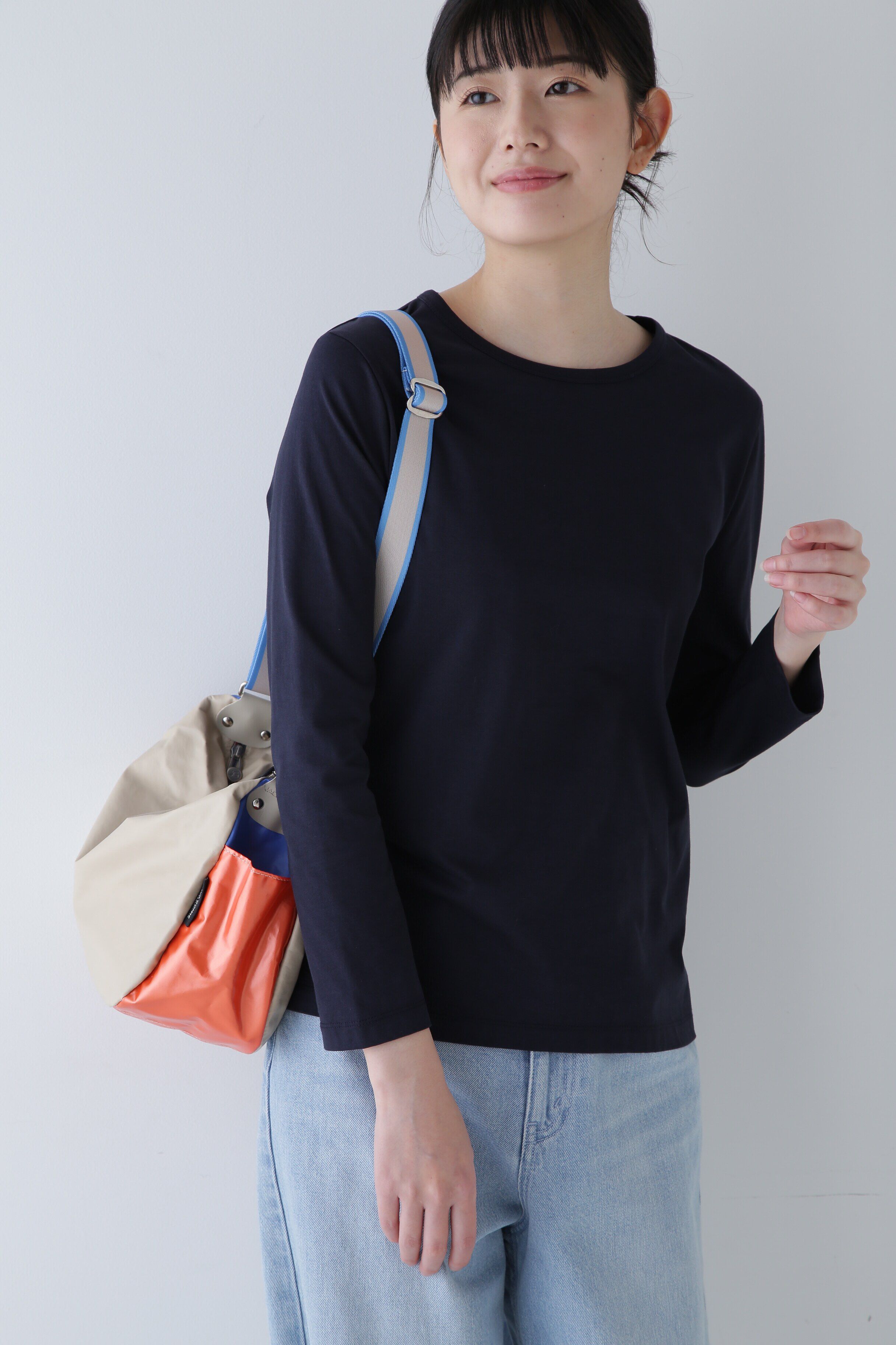  「オーガニック綿天竺長袖Ｔシャツ」|Tシャツ・カットソー|ネイビー