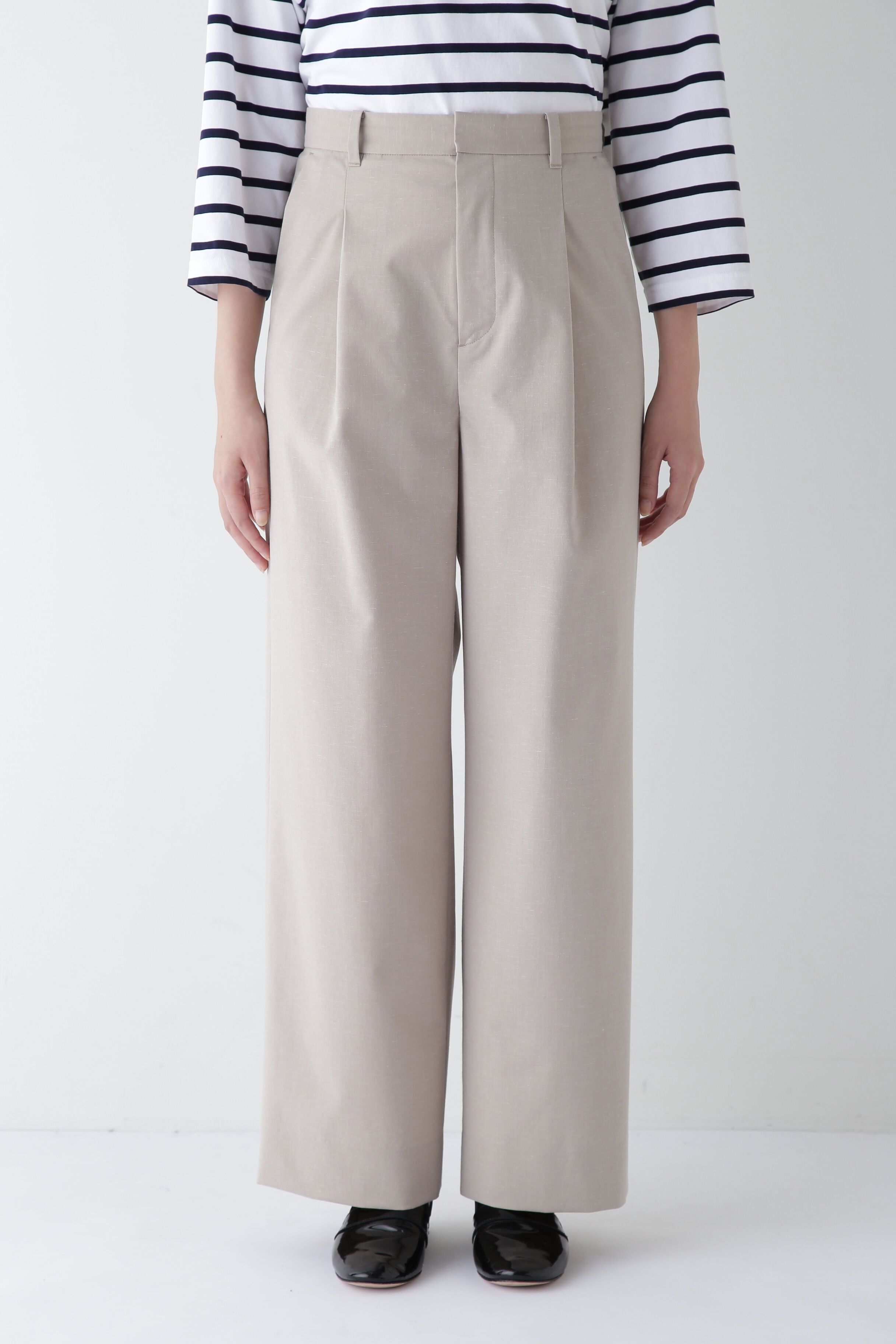  「◆Ｐレーヨン麻ポプリンマーベルトセミワイドパンツ」|その他|