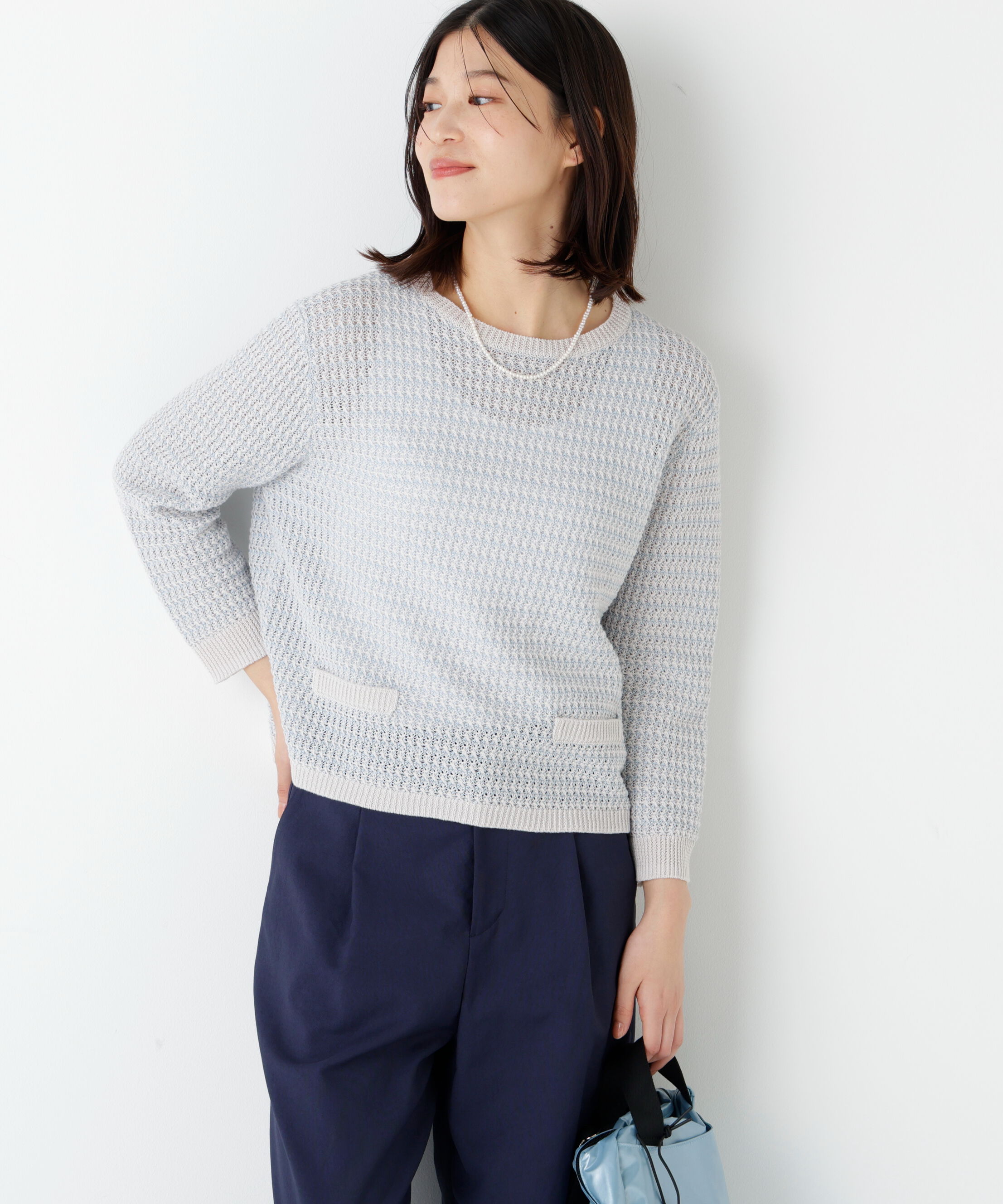  「◆≪ウォッシャブル≫ミドルゲージギマ地柄クルーネックプルオーバー」|ニット・セーター|ブルーミック 3