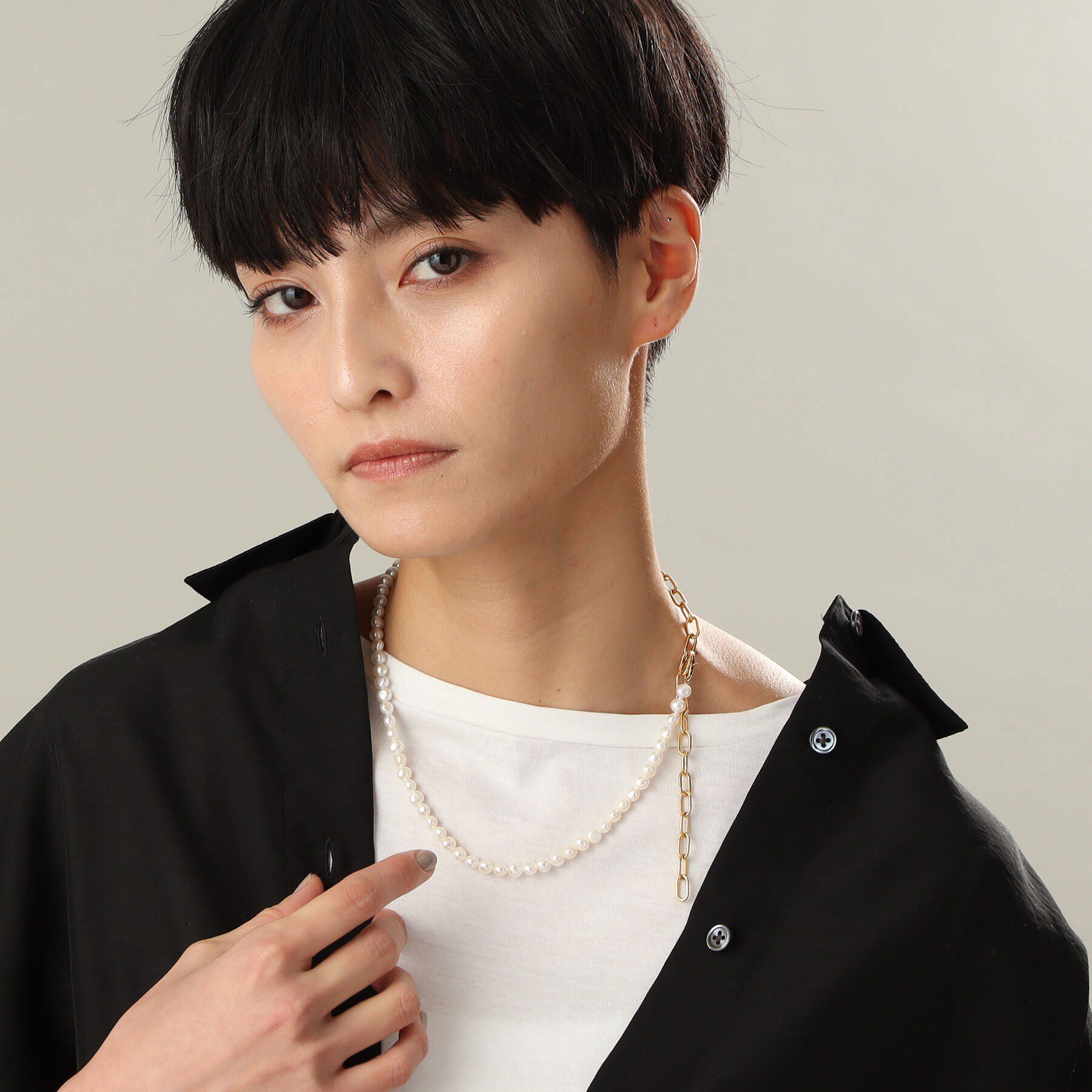 COCOSHNIK ONKITSCH「シルバー バロックパール ２Wayチェーンミックス ネックレス GP」|ネックレス|