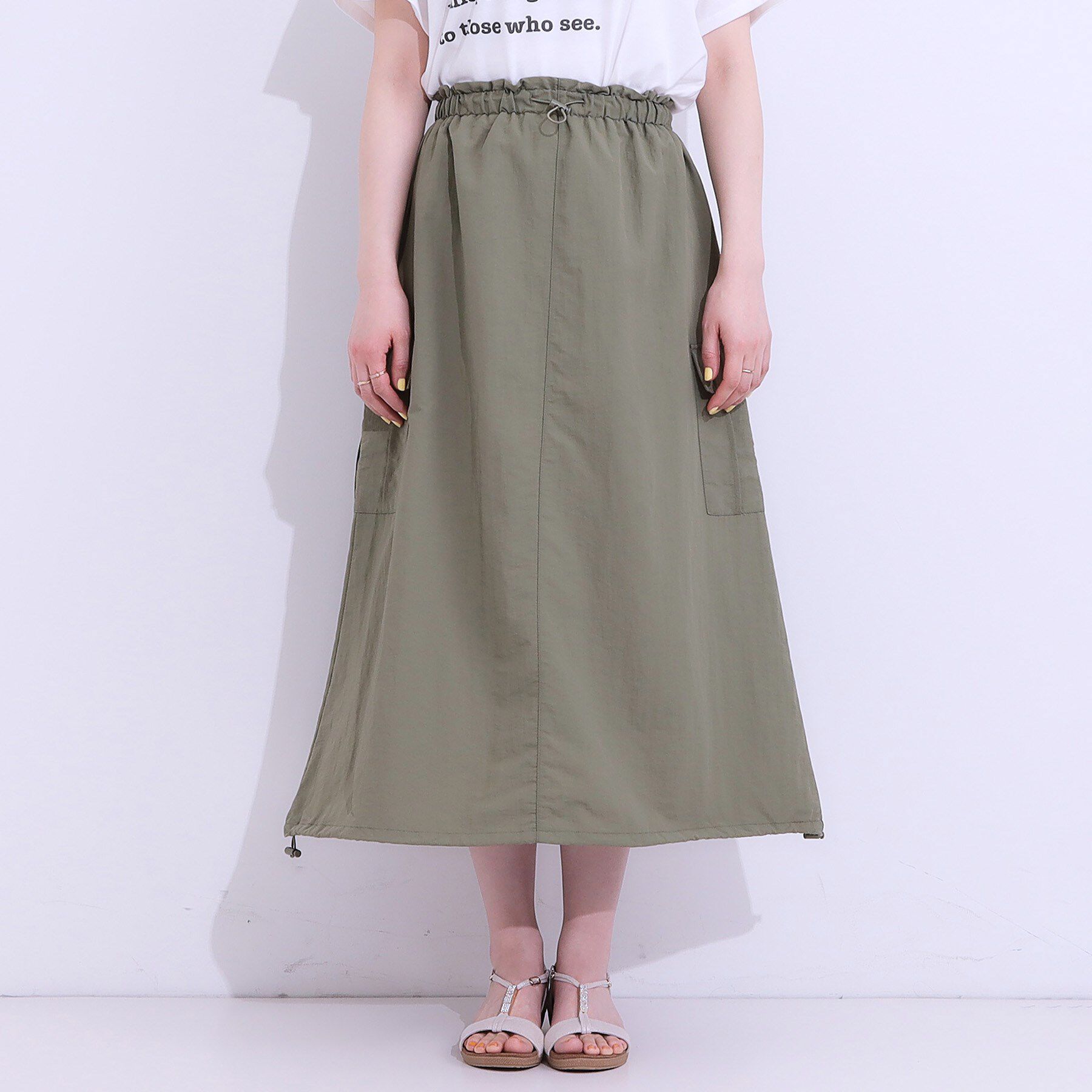 SHOO･LA･RUE「【2WAY/S-LL】バルーンシルエットにもなる ナイロンカーゴスカート」|スカート|