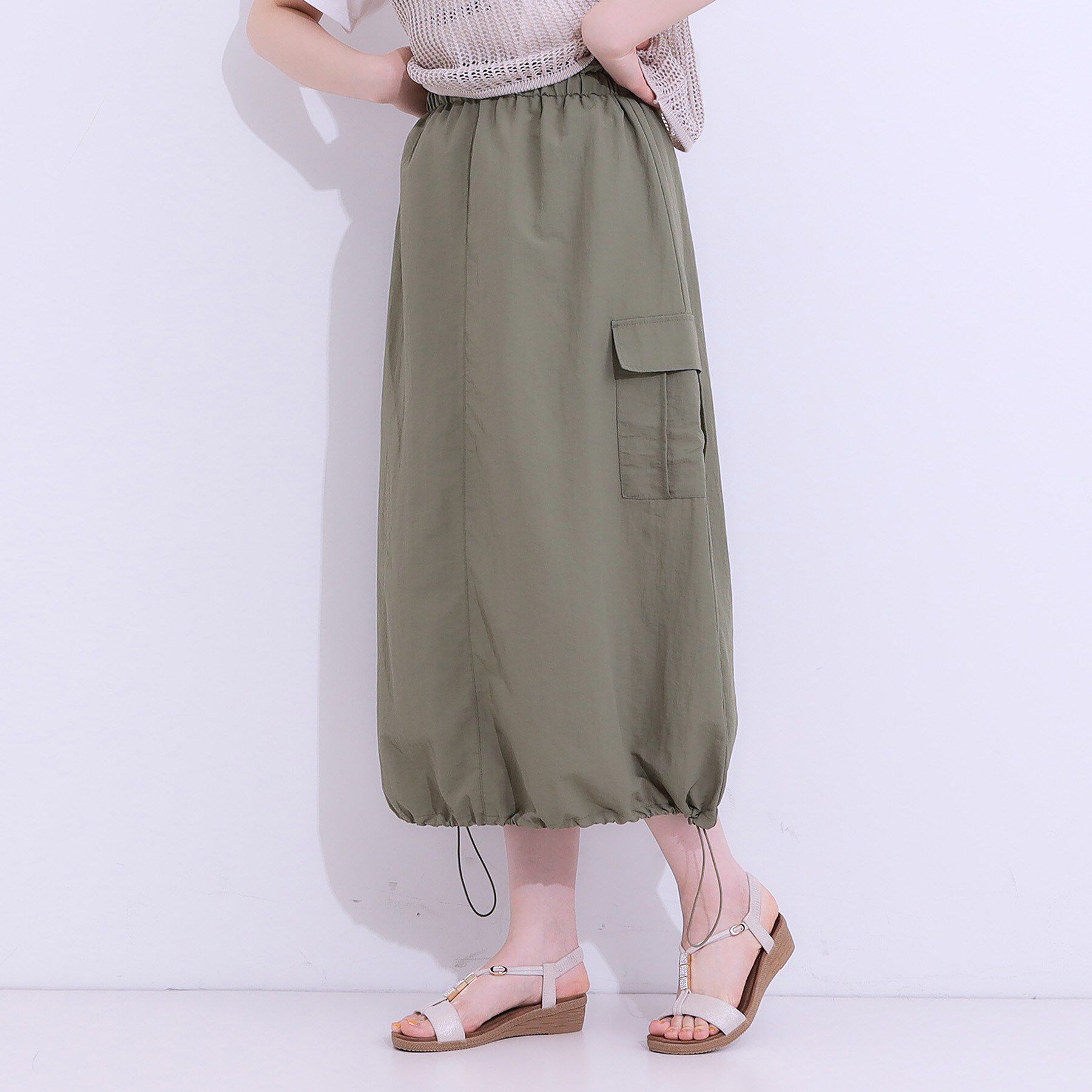 SHOO･LA･RUE「【2WAY/S-LL】バルーンシルエットにもなる ナイロンカーゴスカート」|スカート|