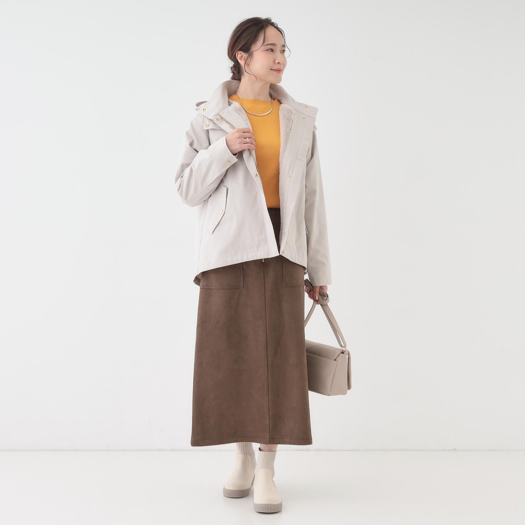 SHOO･LA･RUE「【撥水/低反発クッション】すっぽりラクラク はきぐちニットブーツ」|ショートブーツ|