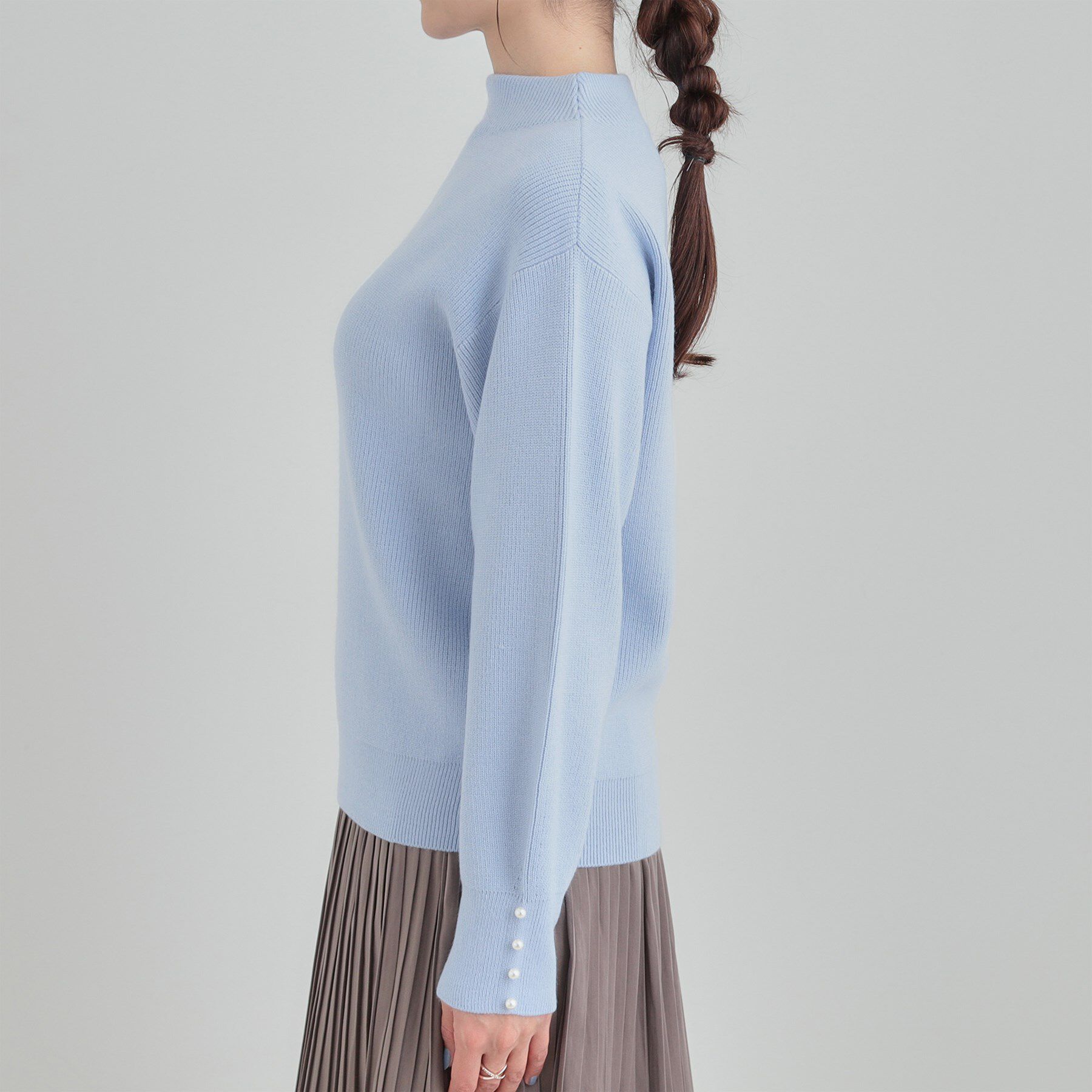 SHOO･LA･RUE「【毛玉になりにくい/洗濯機可/S-LL】お袖パールの上品ニット」|ニット・セーター|