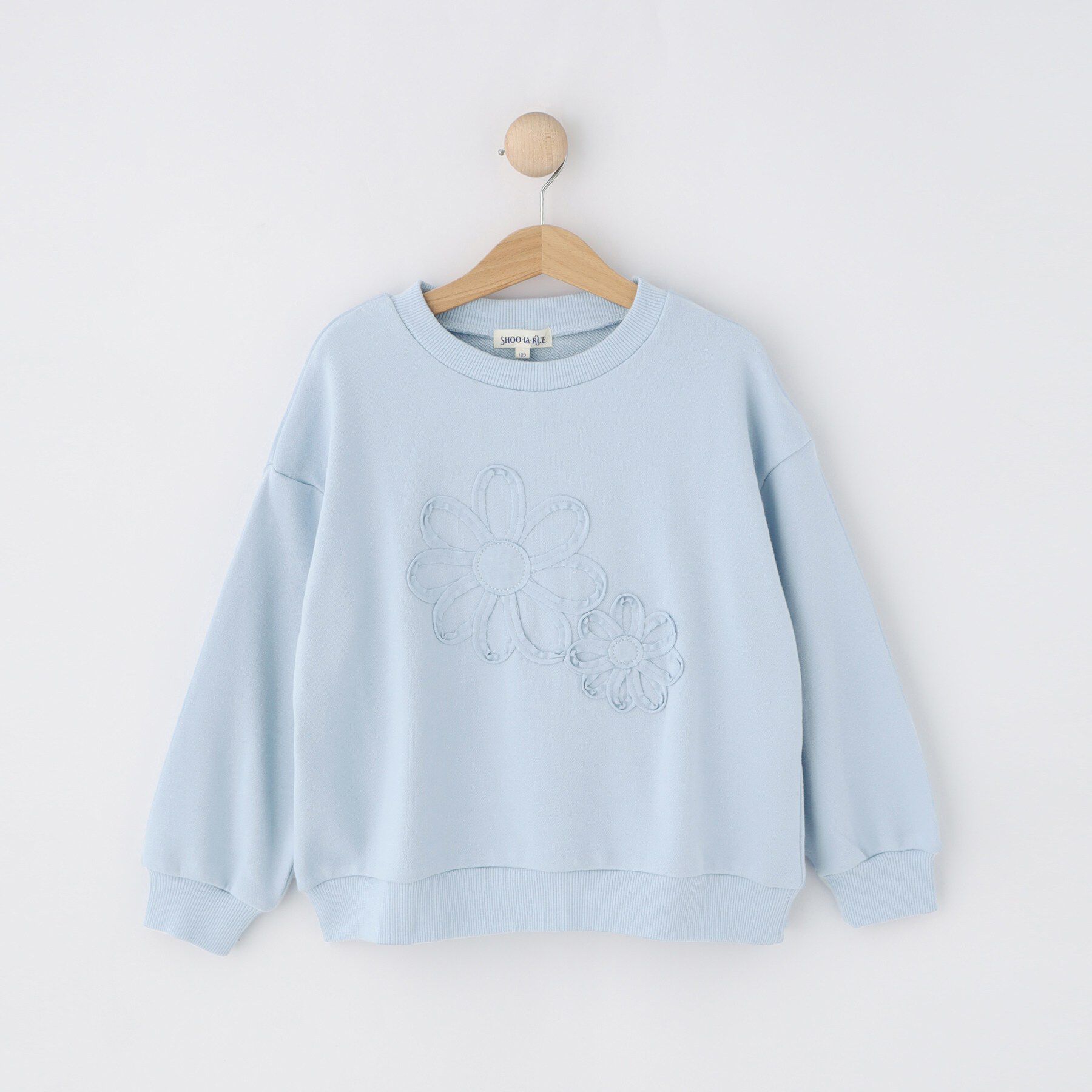 SHOO･LA･RUE「【100-150cm】フラワー刺繍スウェット」|その他|サックスブルー(09