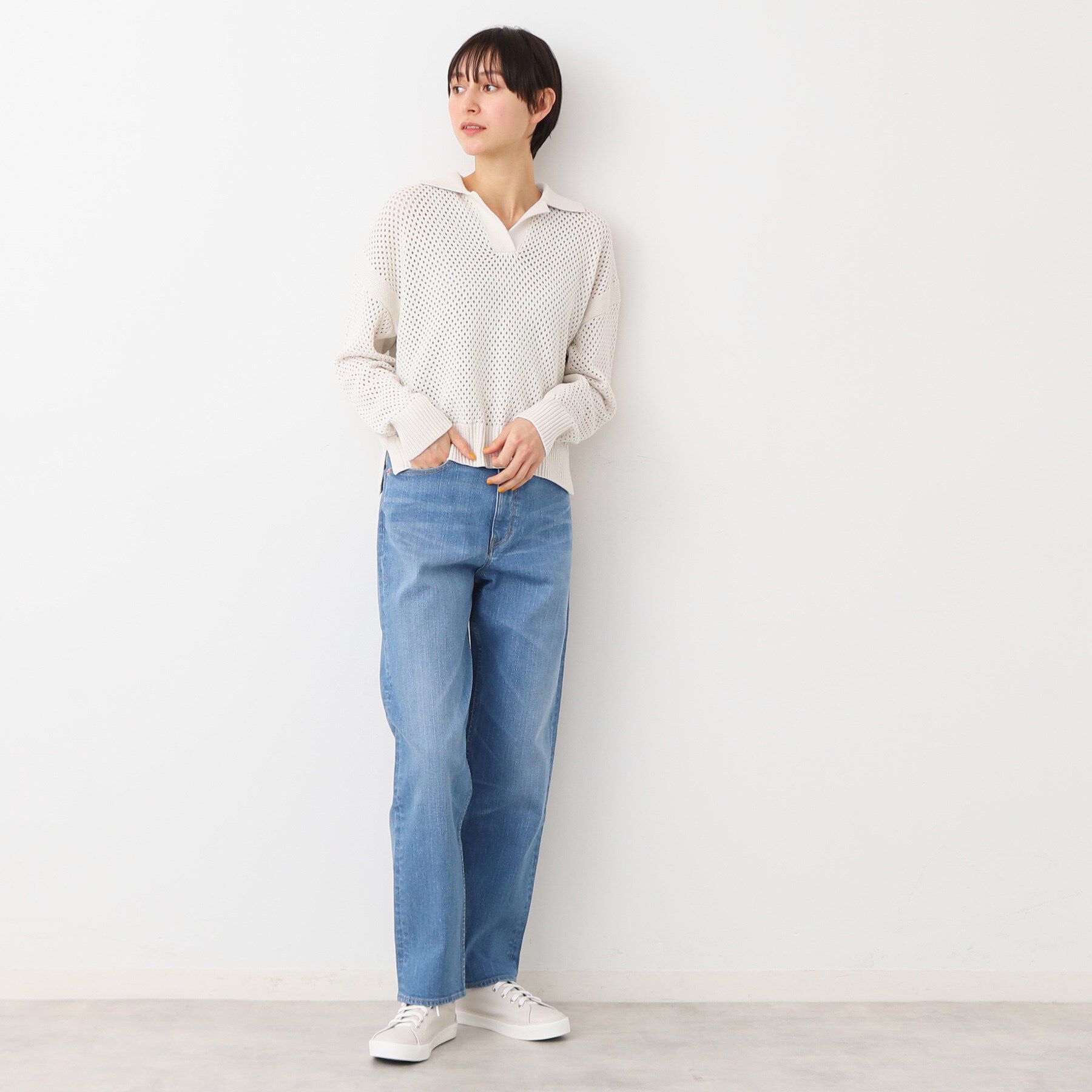 Dessin「【洗える】襟付きメッシュニット」|ニット・セーター|