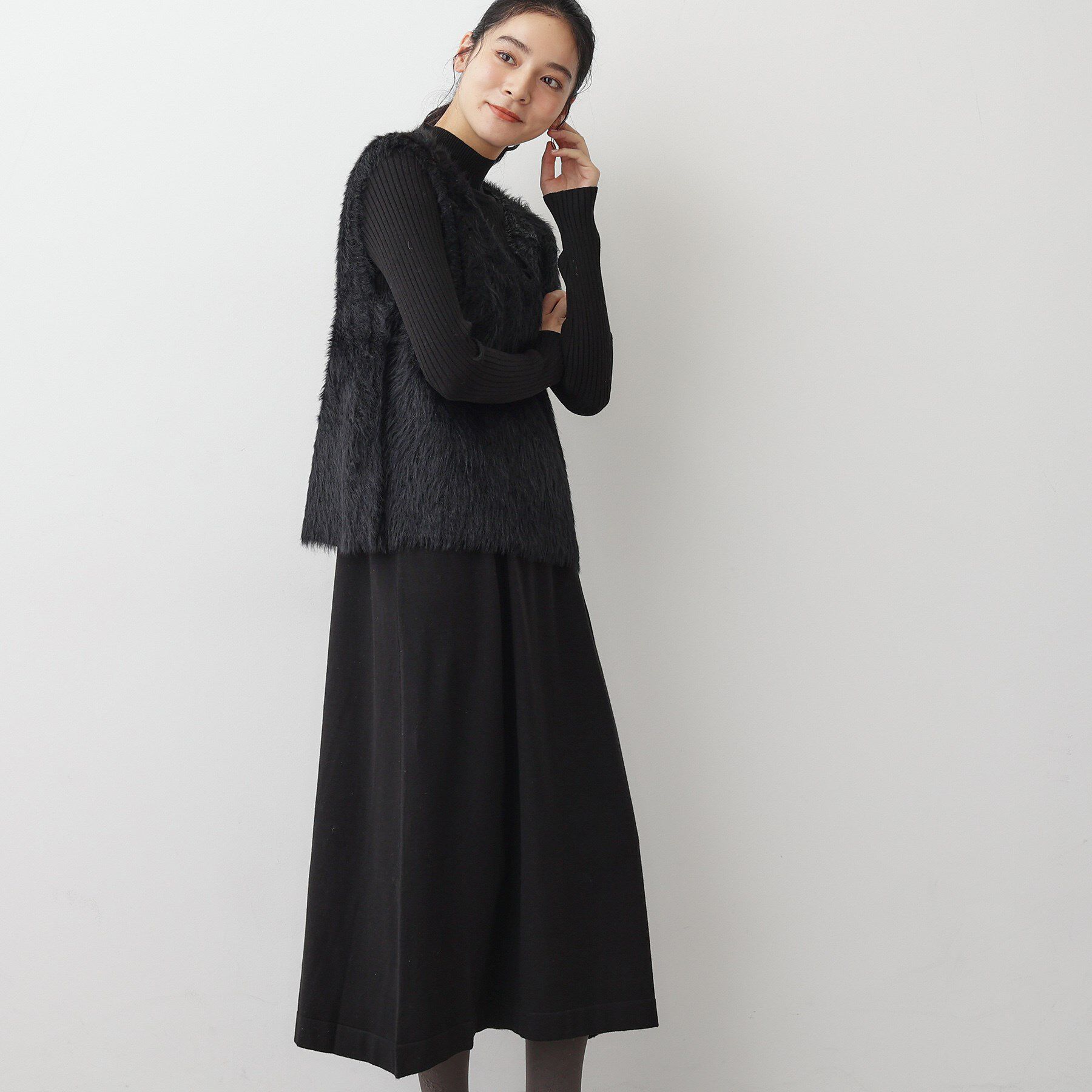 Dessin「【2点セット・洗える】シャギーベストニットワンピース」|スーツ|