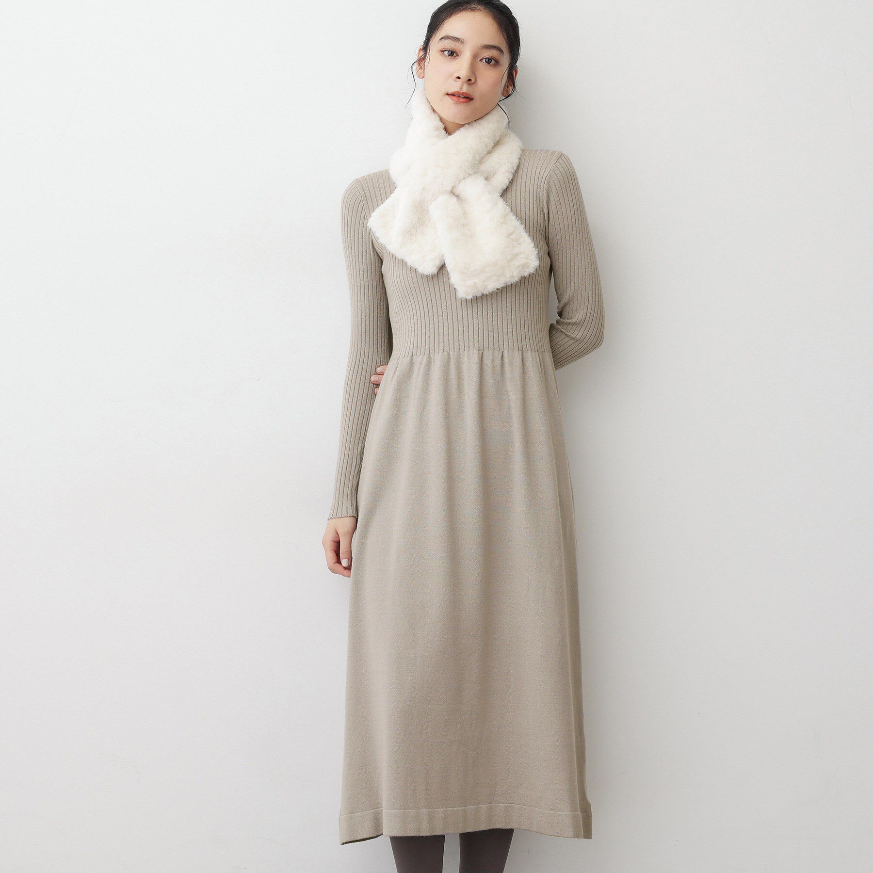 Dessin「【2点セット・洗える】シャギーベストニットワンピース」|スーツ|