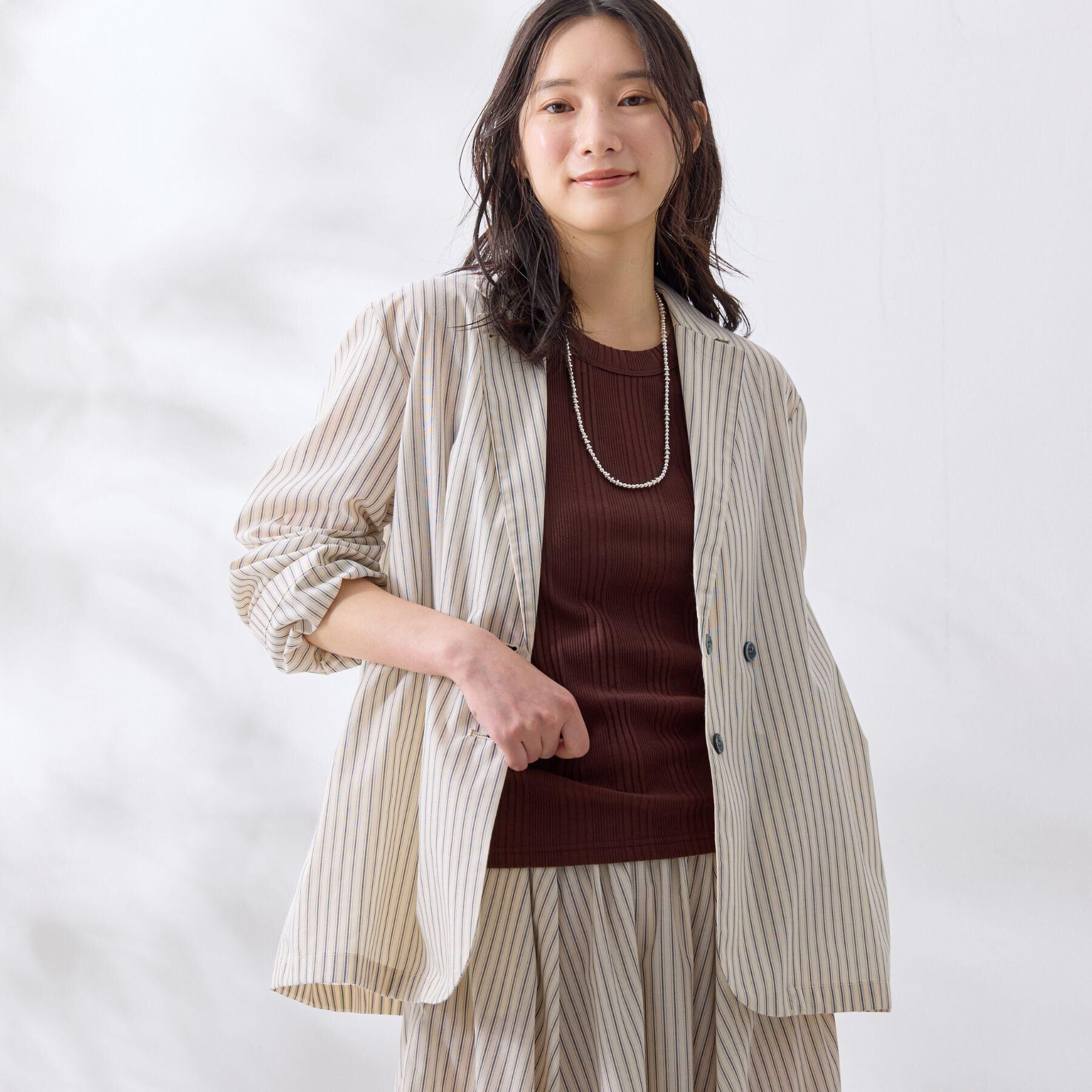 Dessin「【セットアップ可/洗える】ストライプシャツジャケット」|テーラードジャケット|