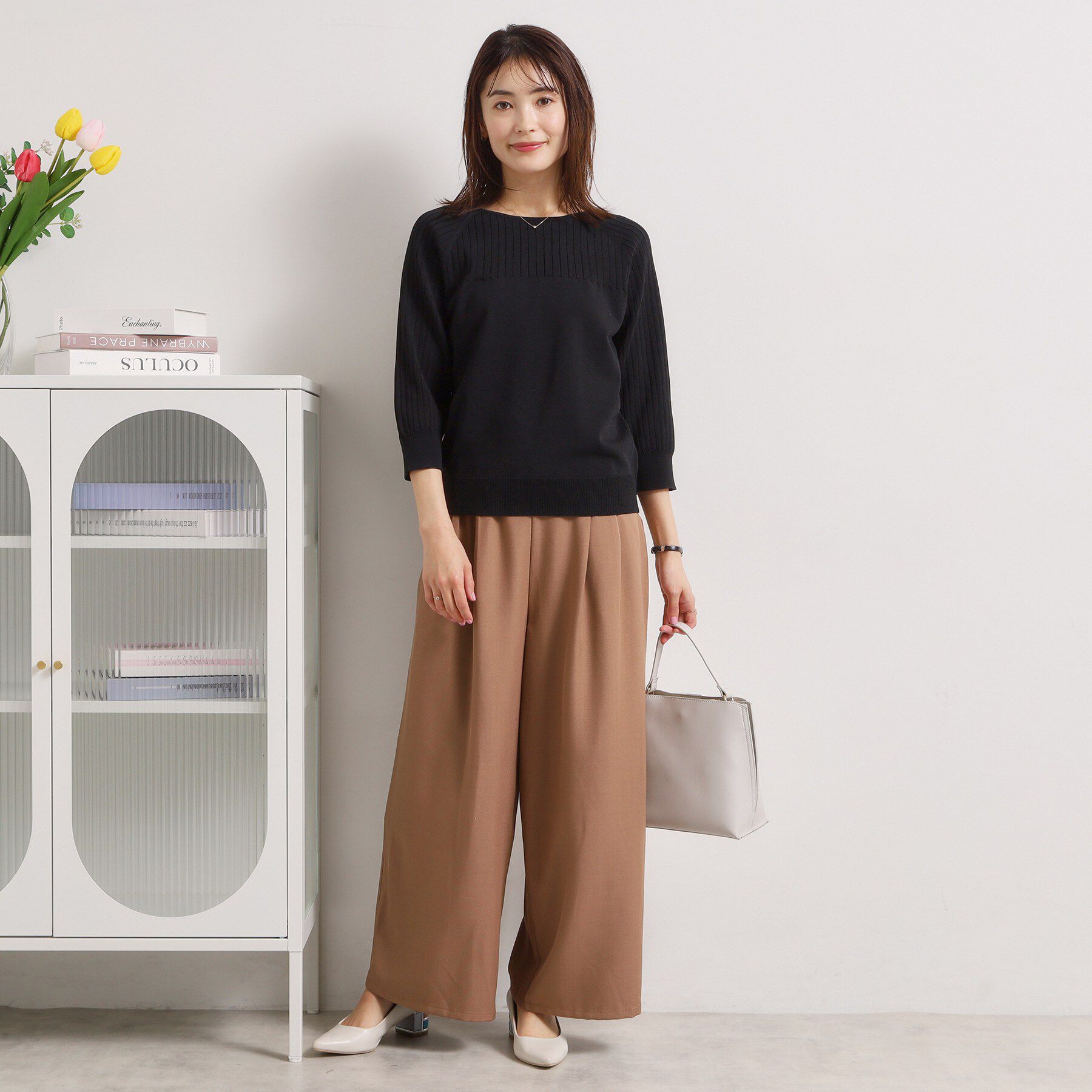 ITS&rsquo;DEMO「【縮みに強い／毛玉防止／洗濯機OK】タフニット リブ切替ニットプルオーバー」|ニット・セーター|