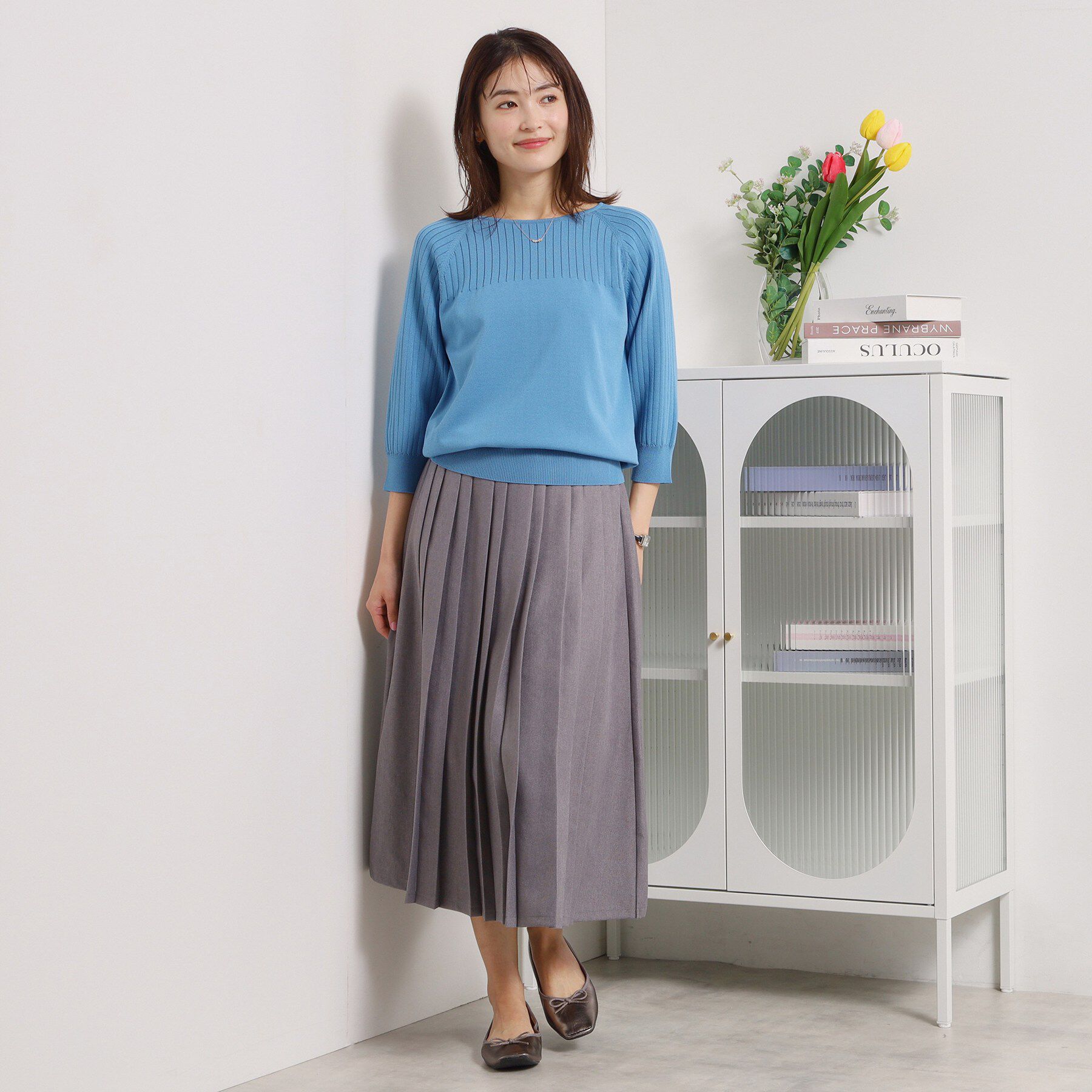 ITS&rsquo;DEMO「【縮みに強い／毛玉防止／洗濯機OK】タフニット リブ切替ニットプルオーバー」|ニット・セーター|