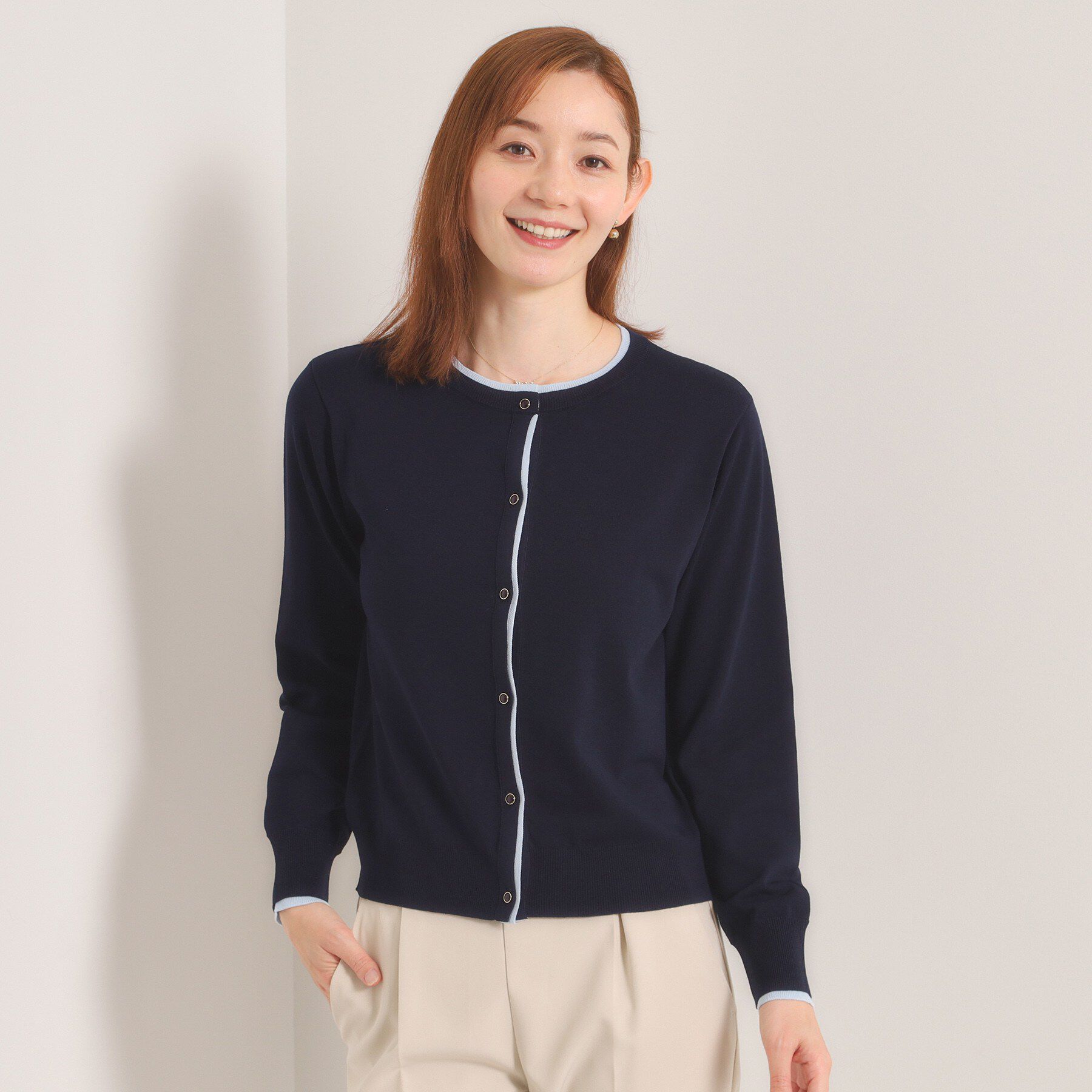 ITS&rsquo;DEMO「【手洗い可】レイヤード風カーディガン」|カーディガン|ネイビー(094)