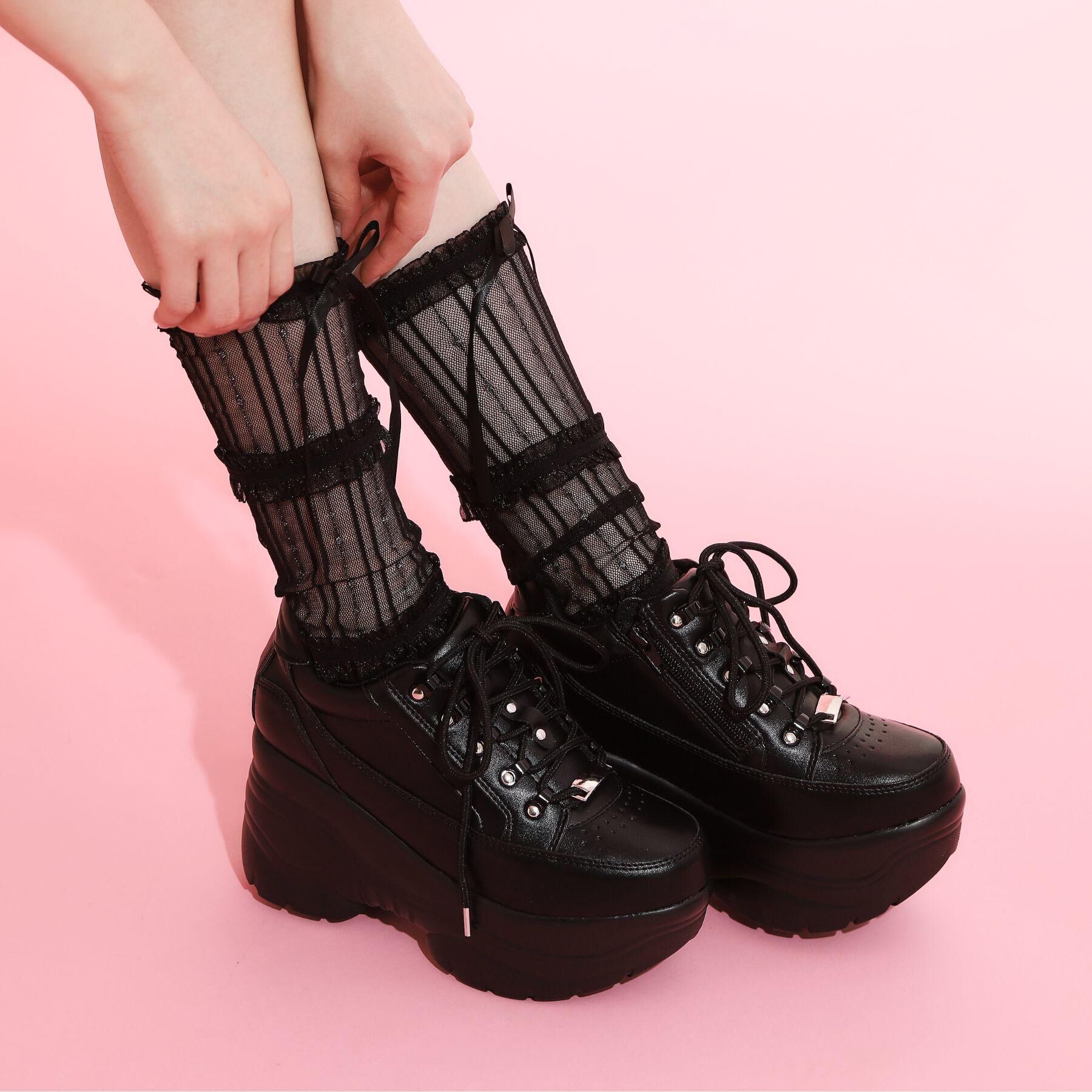 csT&P「＼脱ぎ履きしやすい／ファスナー付厚底スニーカー」|スニーカー|ﾌﾞﾗｯｸ(019)