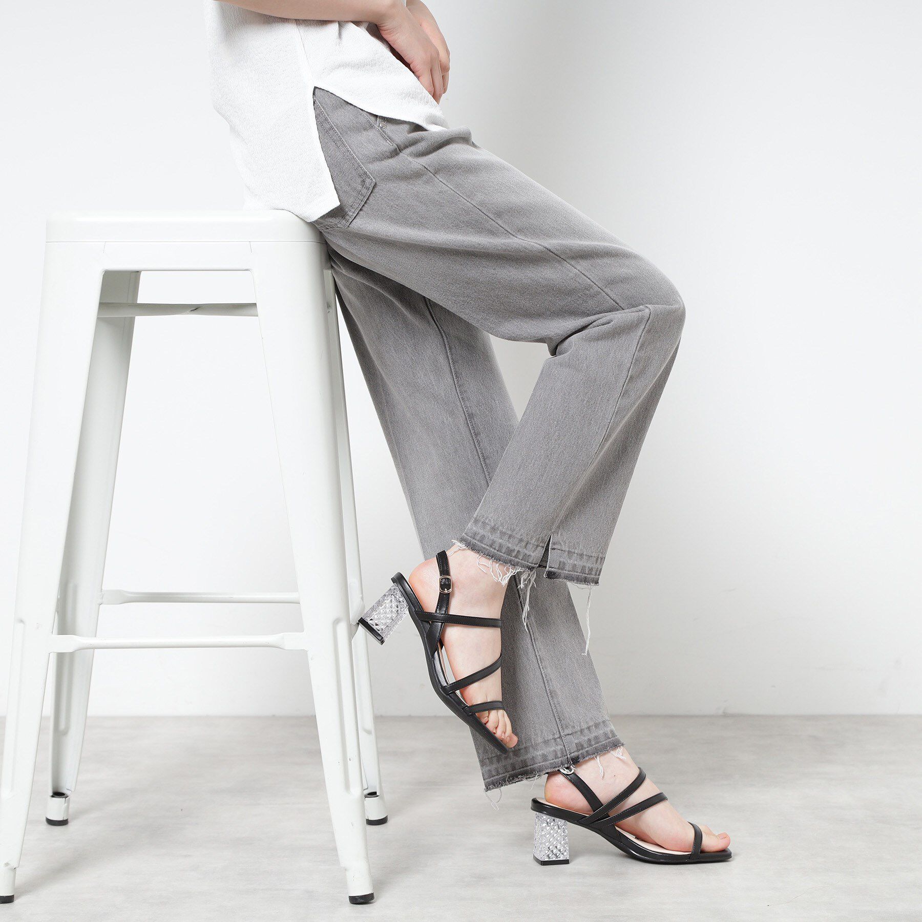 ESPERANZA「キルティングクリアヒールサンダル」|サンダル|