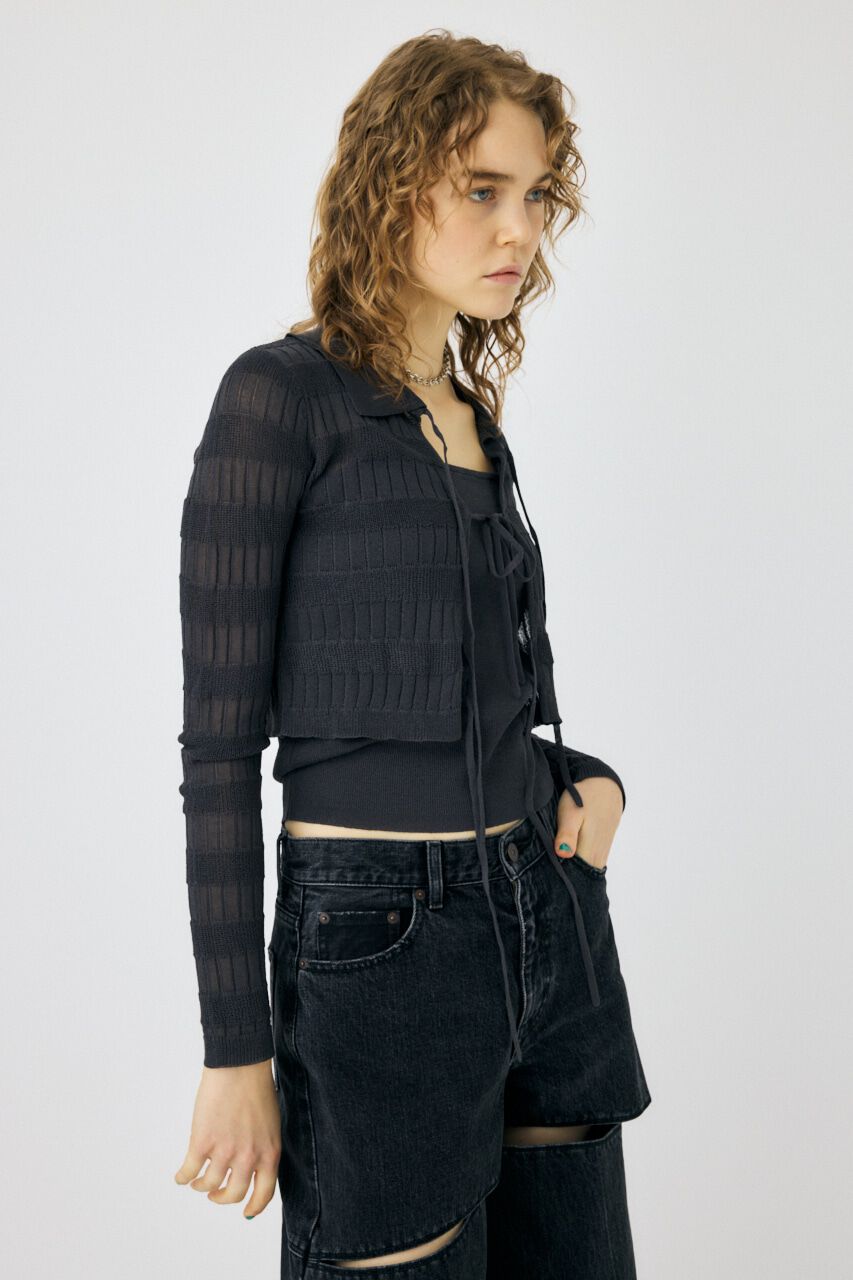 MOUSSY「KNIT キャミ & RIBBON シャツセット」|シャツ・ブラウス|