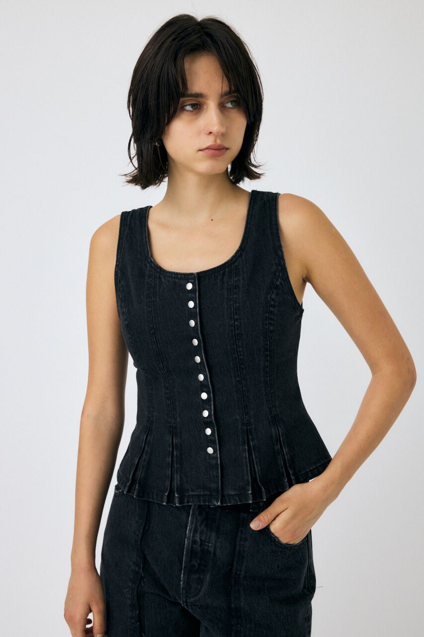 MOUSSY「BUTTON UP デニムトップス」|シャツ・ブラウス|BLK