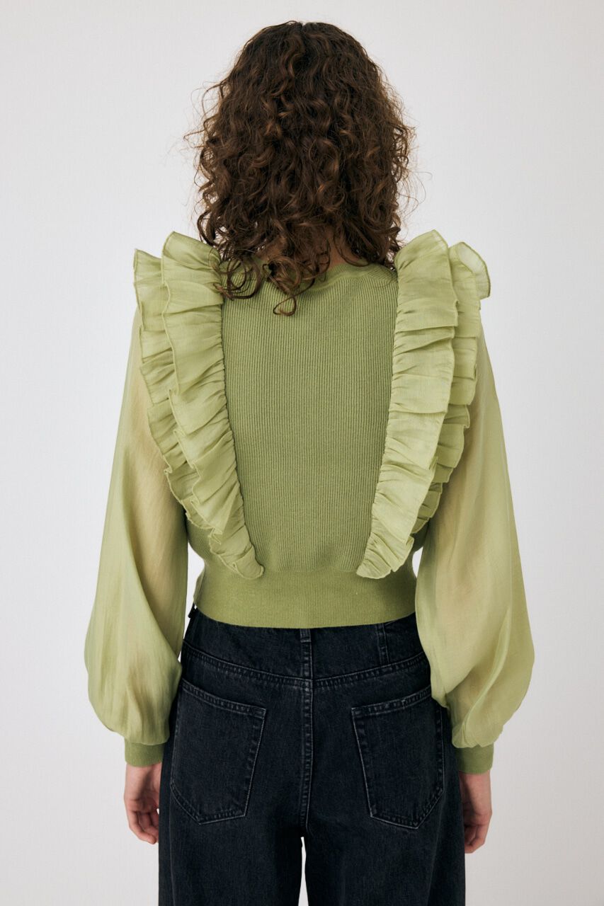 MOUSSY「WOVEN FRILLS カーディガン」|ニット・セーター|