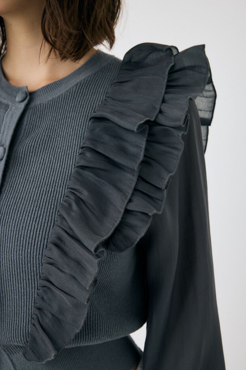 MOUSSY「WOVEN FRILLS カーディガン」|ニット・セーター|