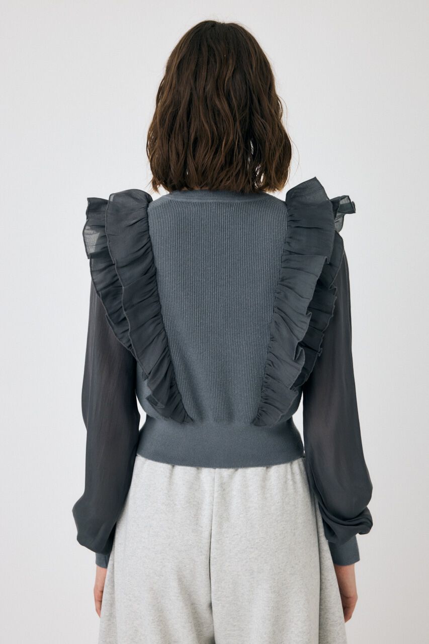 MOUSSY「WOVEN FRILLS カーディガン」|ニット・セーター|