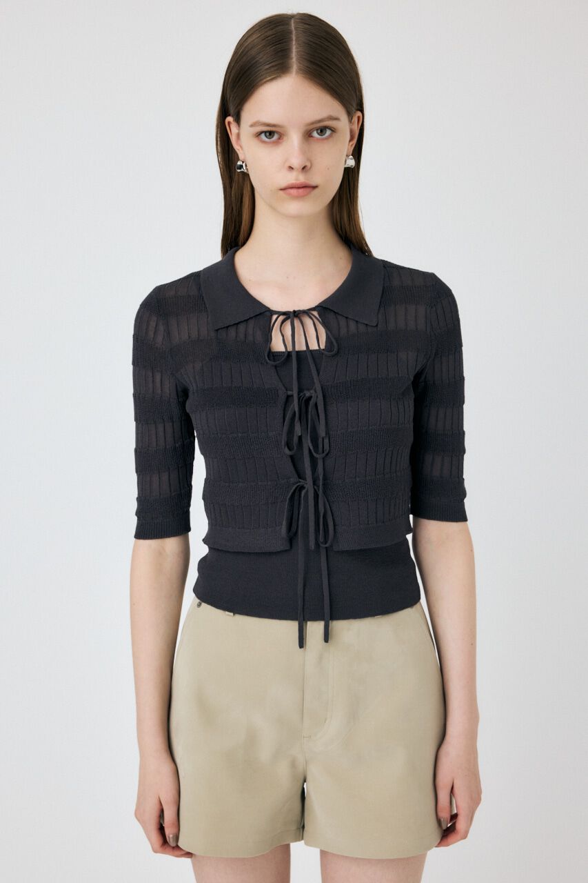 MOUSSY「KNIT CAMI & RIBBON シャツセット」|ニット・セーター|