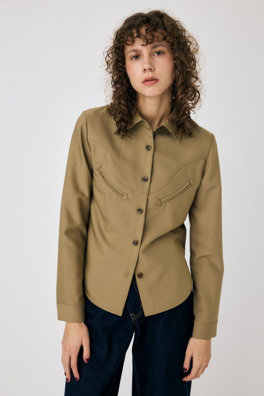 MOUSSY「CURVE POCKET DETAILシャツ」|シャツ・ブラウス|BEG