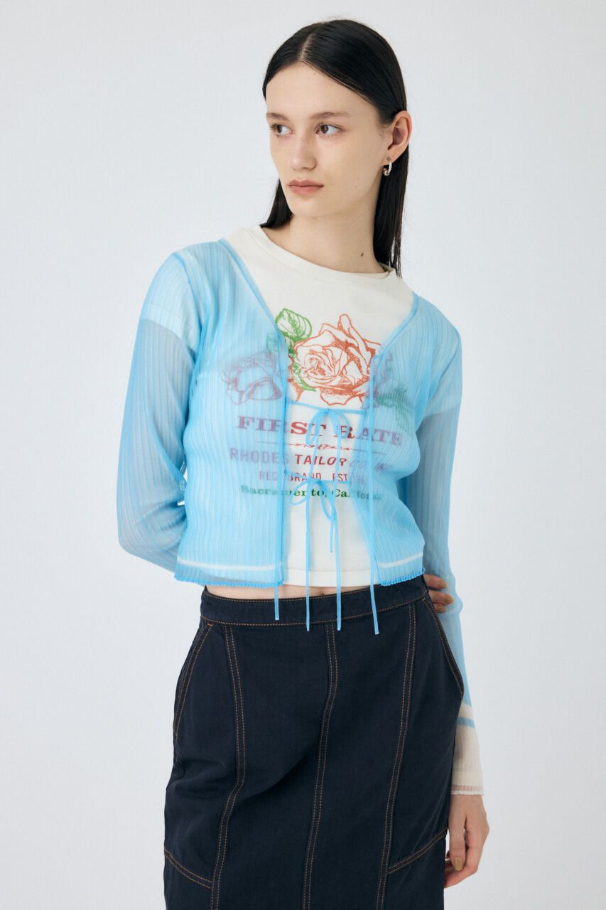 MOUSSY「FRONT TIE シアーカーディガン」|カーディガン|