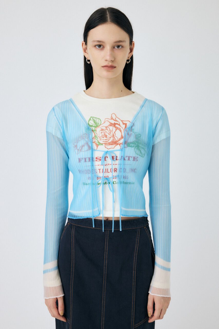 MOUSSY「FRONT TIE シアーカーディガン」|カーディガン|