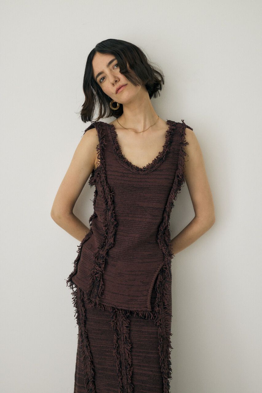 MOUSSY「ツイードニットタンクトップ　オーガニックコットン使用」|タンクトップ|