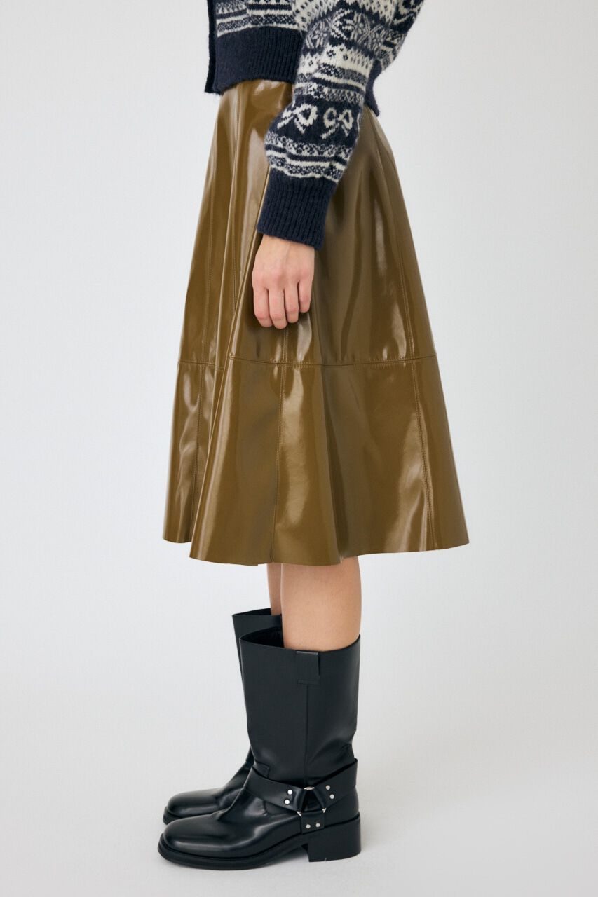 MOUSSY「F/LEATHER フレアスカート」|スカート|